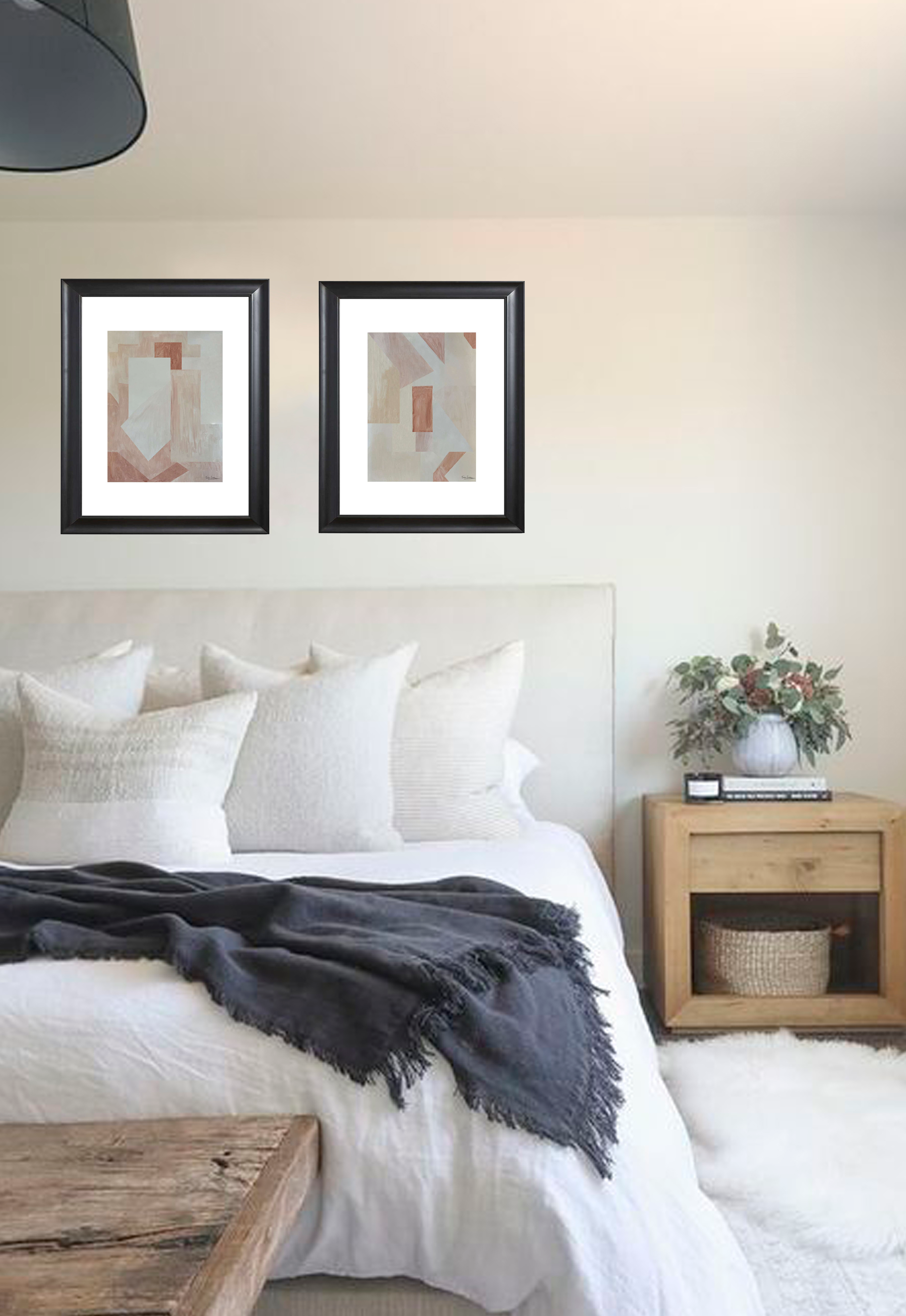 Art print geometric pink white left