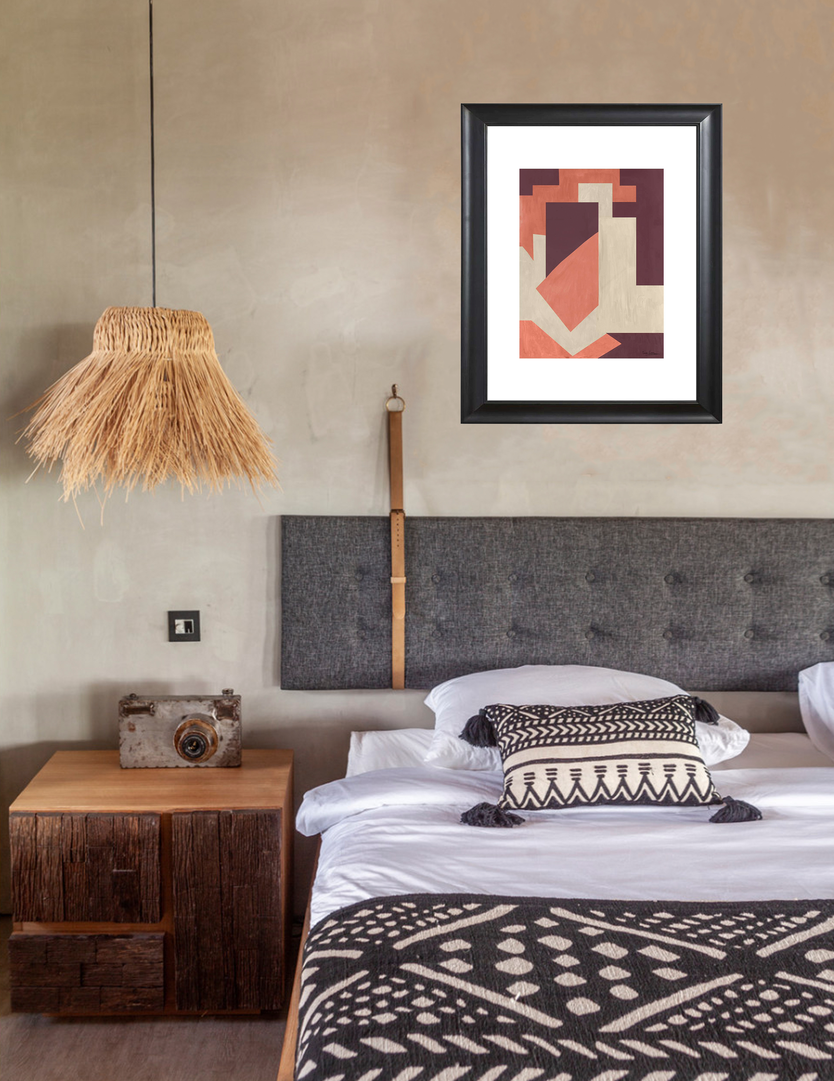 Art print geometric purple pink left