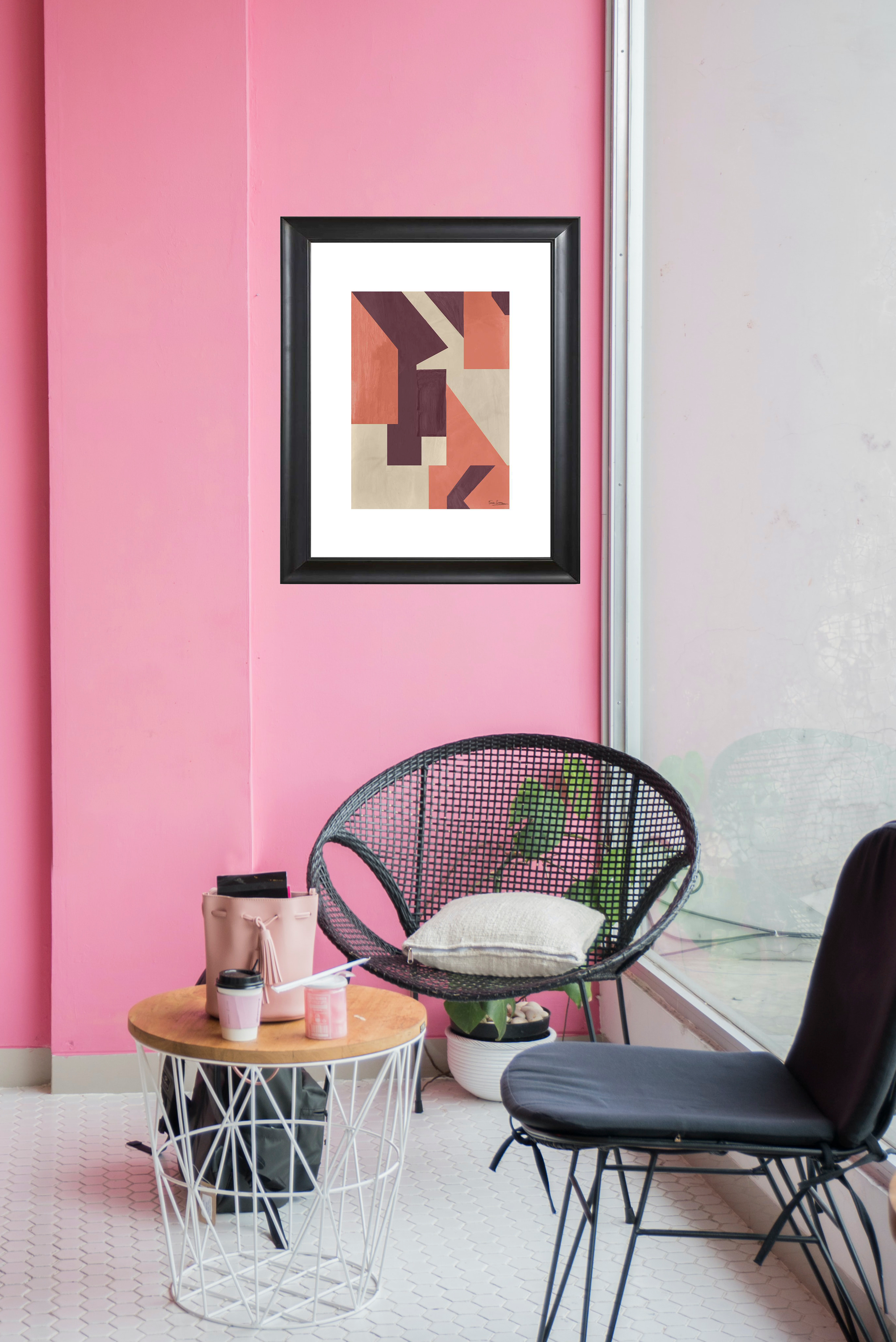 Art print geometric purple pink right