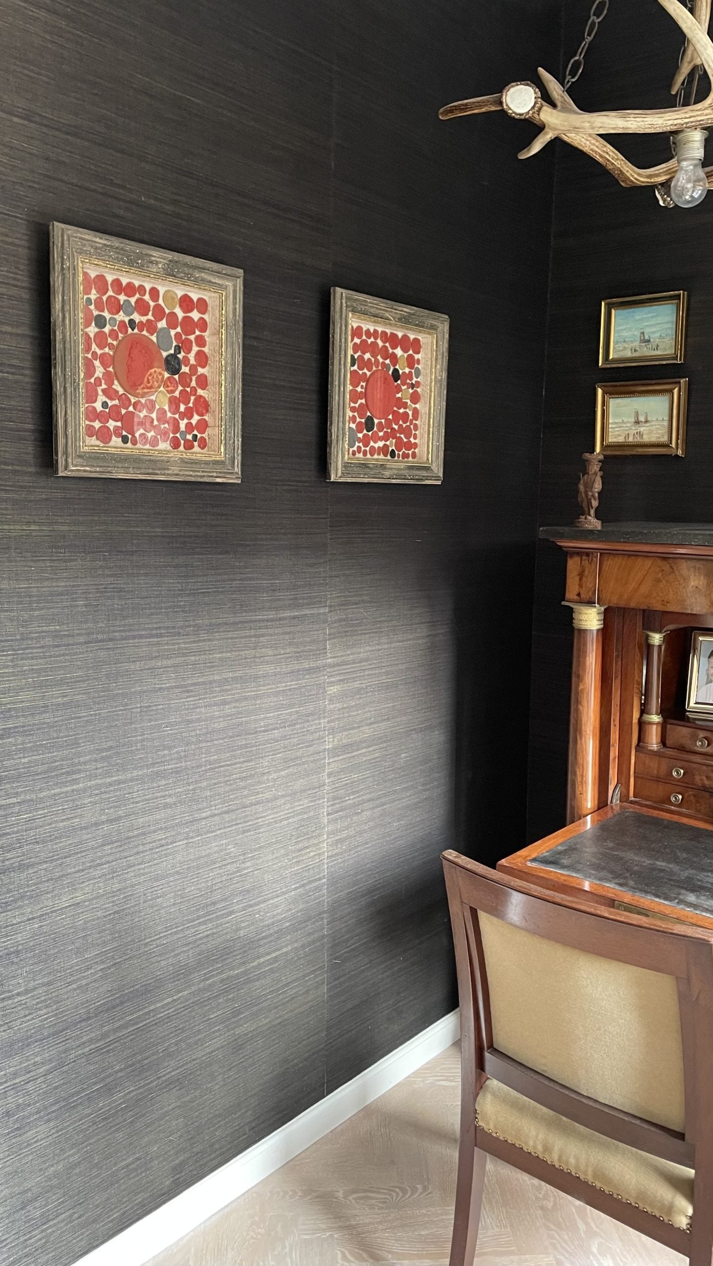 Behang Sisal zwart brons mix