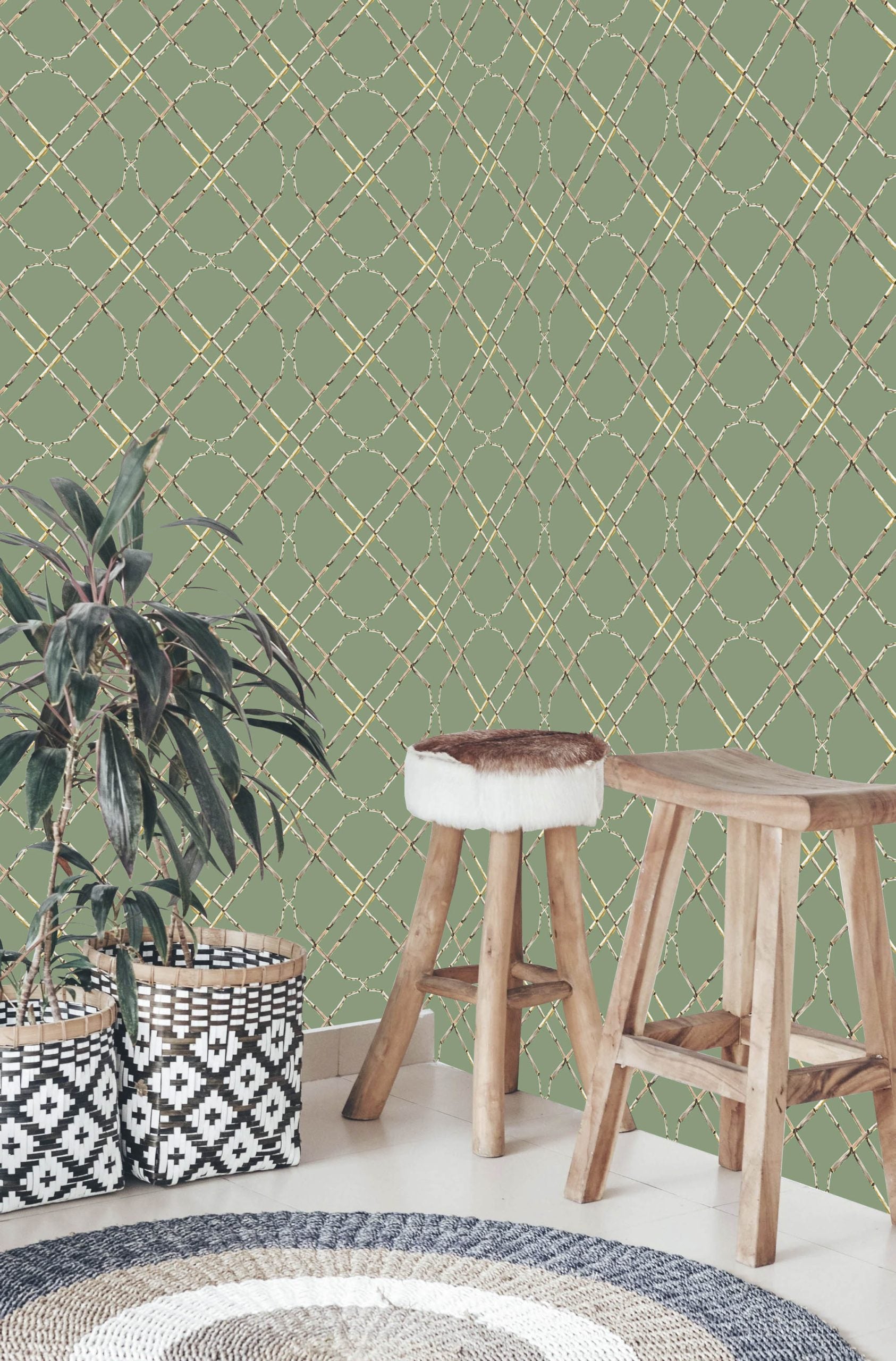 Behang Bamboo Trellis