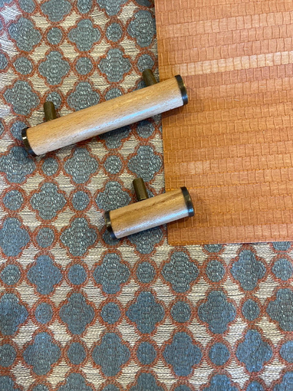 Behang houtfineer terracotta