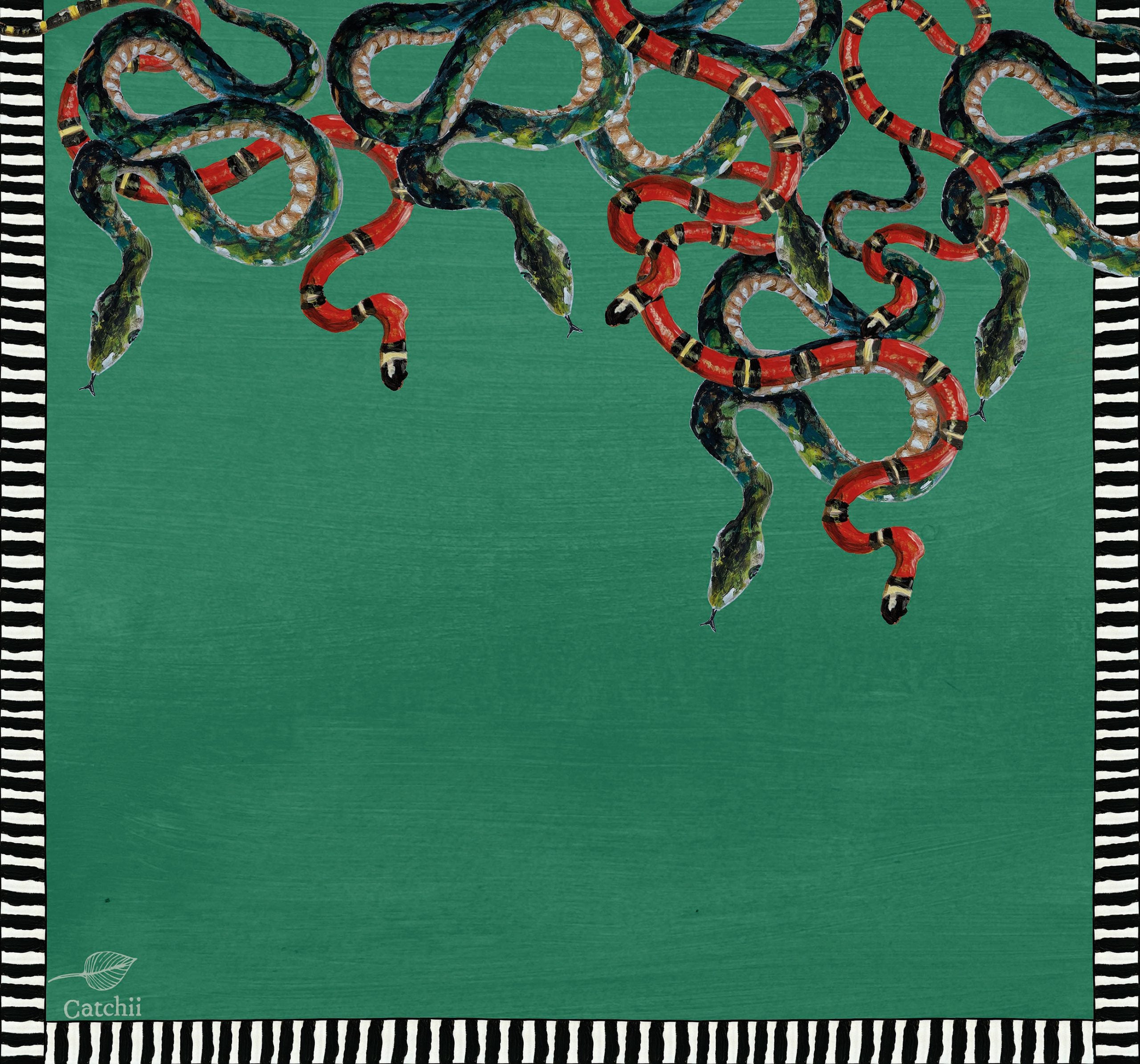 Mural Emerald Green Snakes