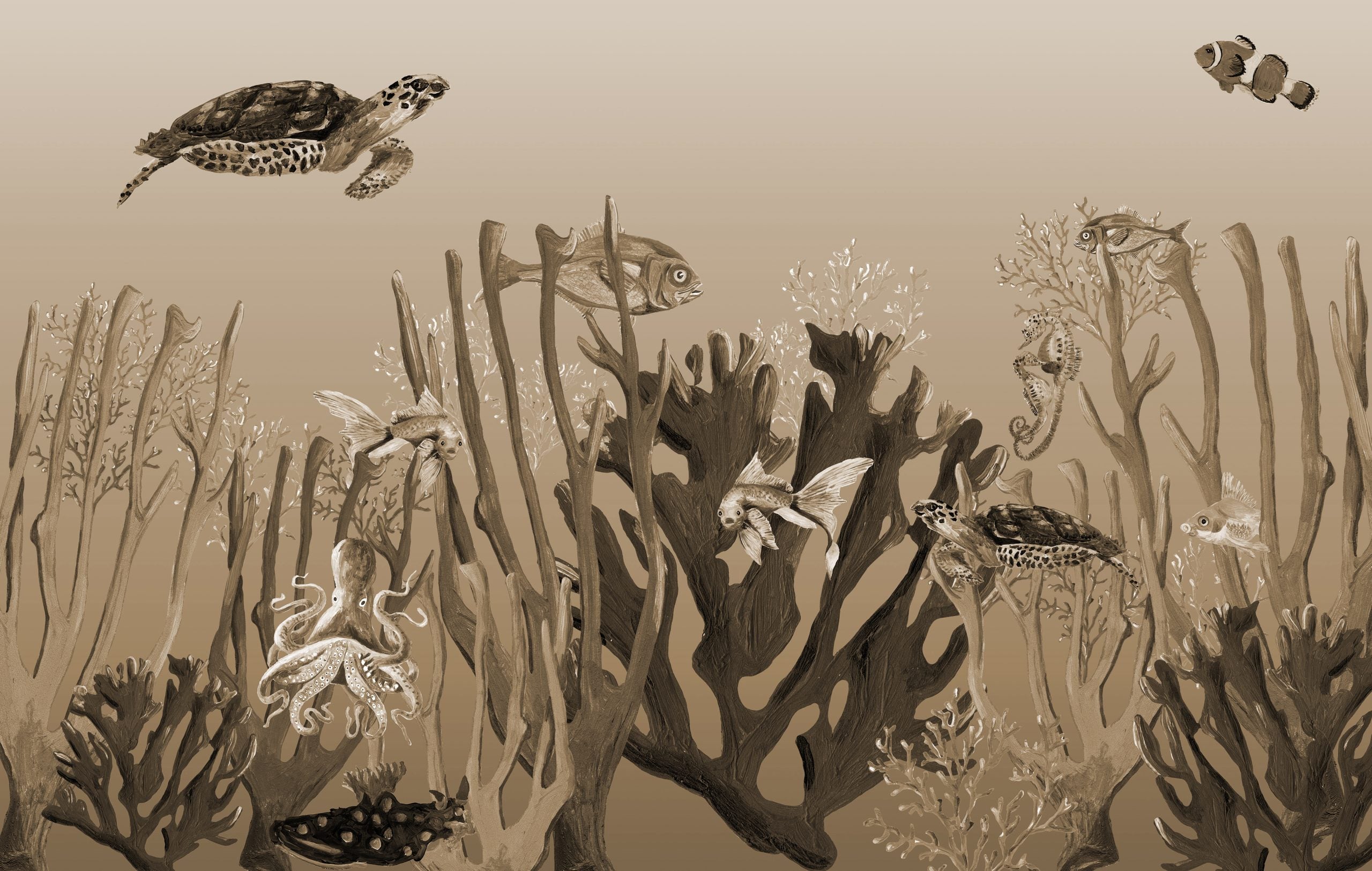 Mural underwater world