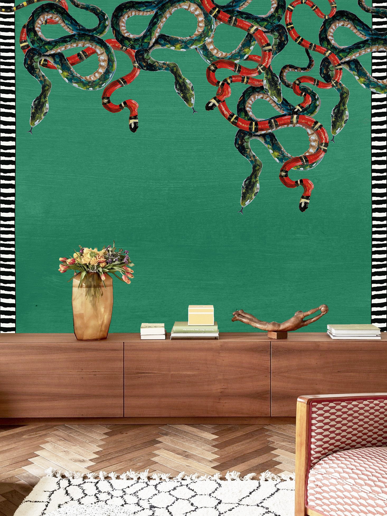 Mural Emerald Green Snakes