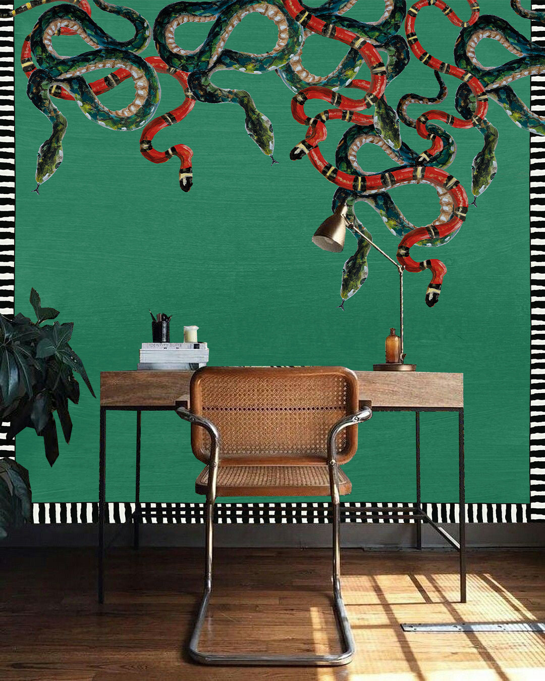 Mural Emerald Green Snakes