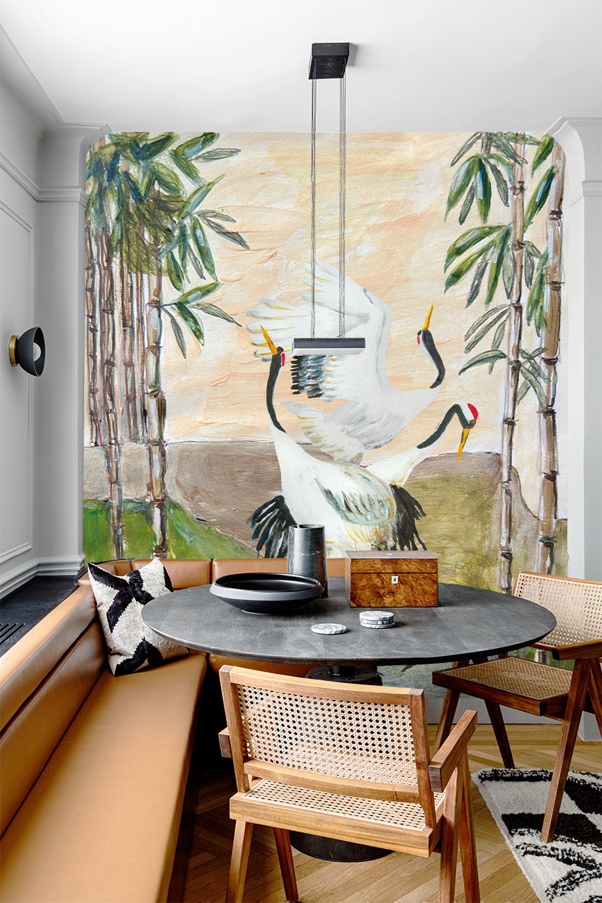 Mural Japandi Cranes
