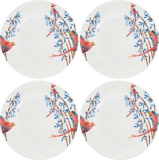 4x Breakfast plates Bamboo & Singing Birds