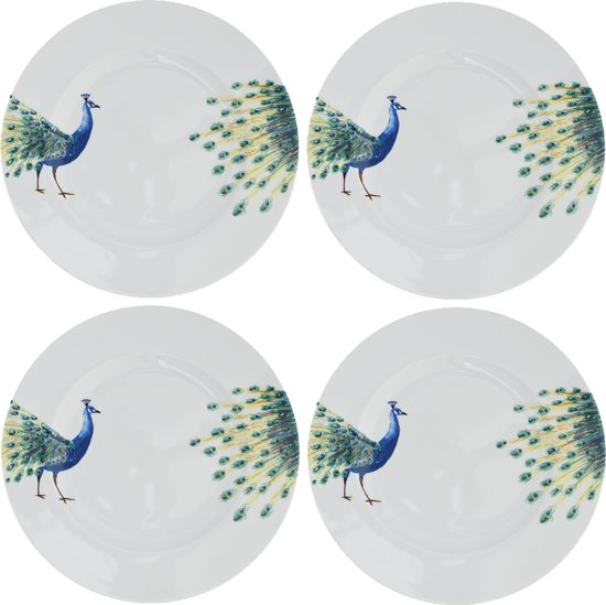 4x Dinner Plate Peacock