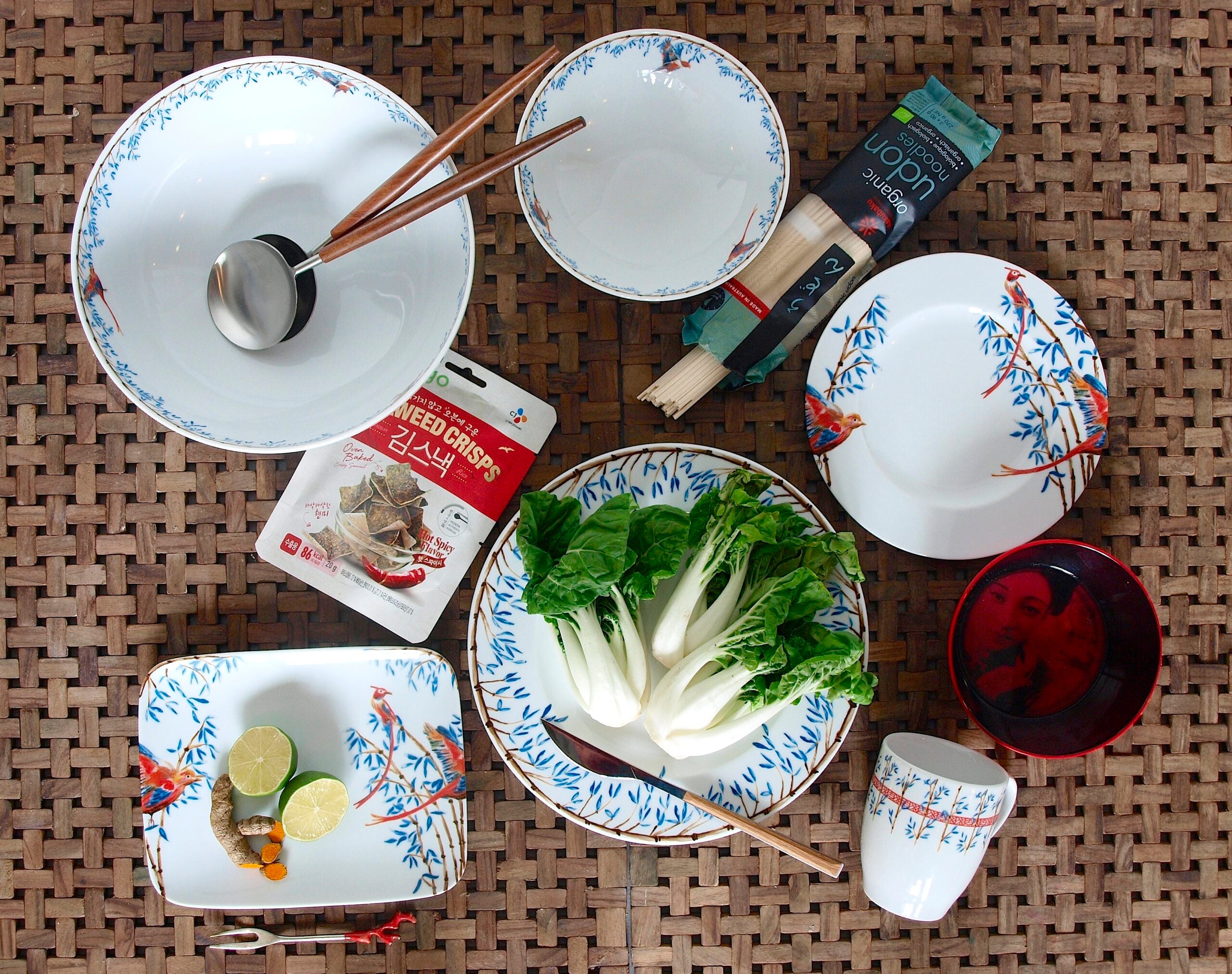 4x Breakfast plates Bamboo & Singing Birds
