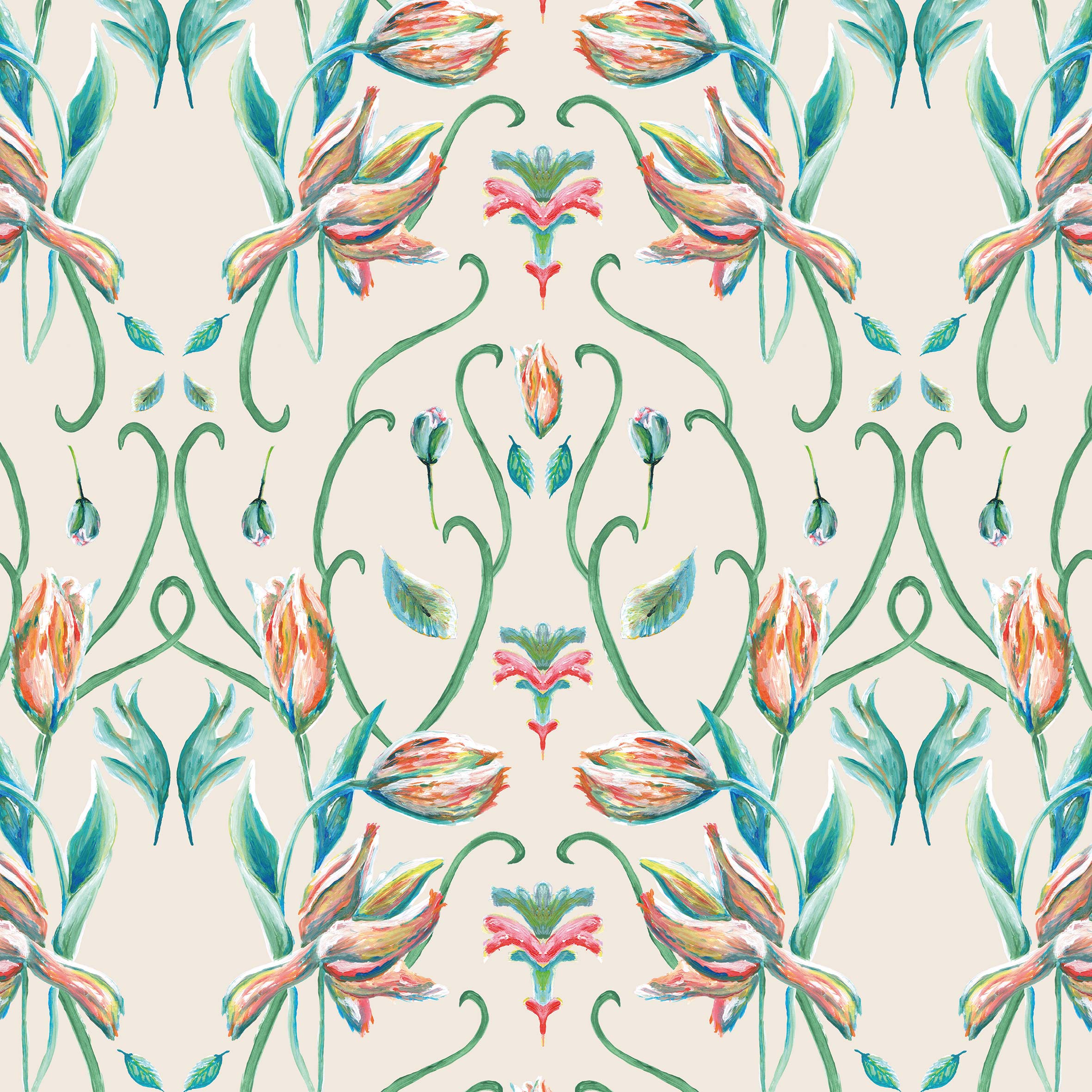 Behang Art Nouveau French Tulip