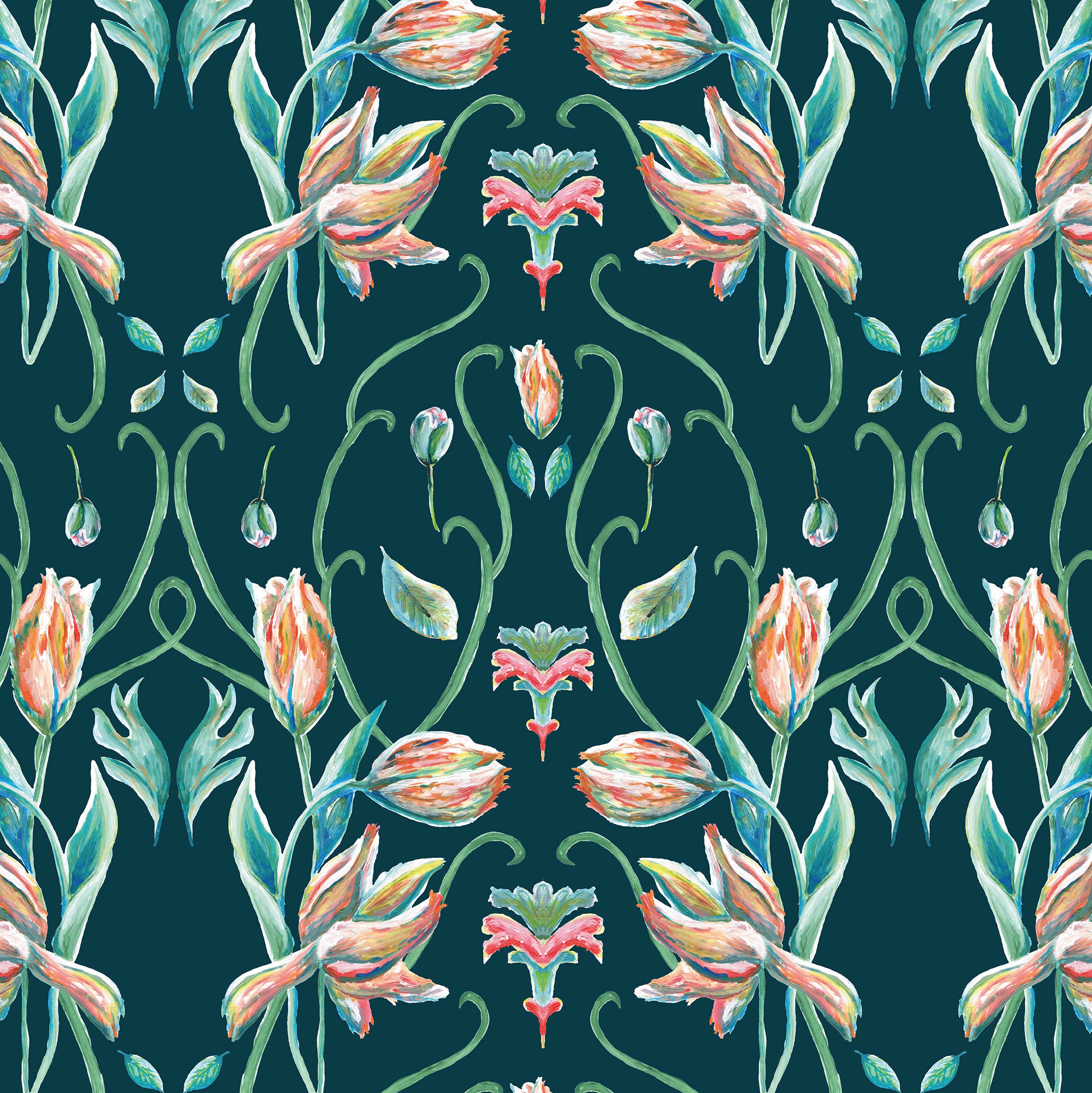 Behang Art Nouveau French Tulip