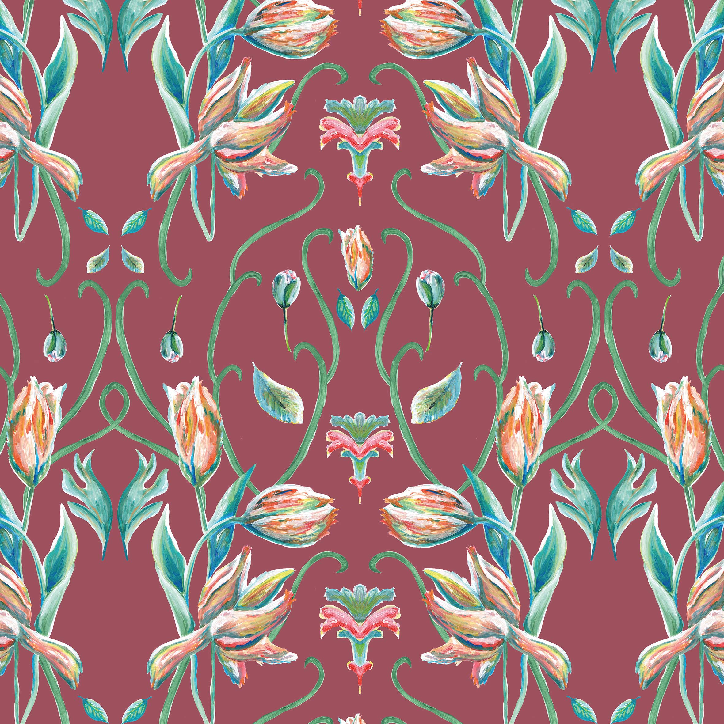 Behang Art Nouveau French Tulip