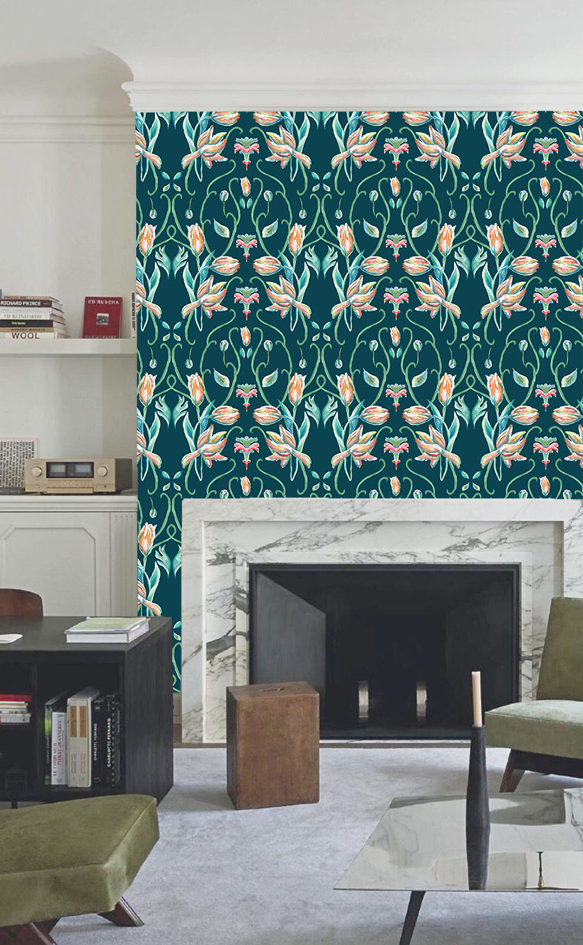 Behang Art Nouveau French Tulip