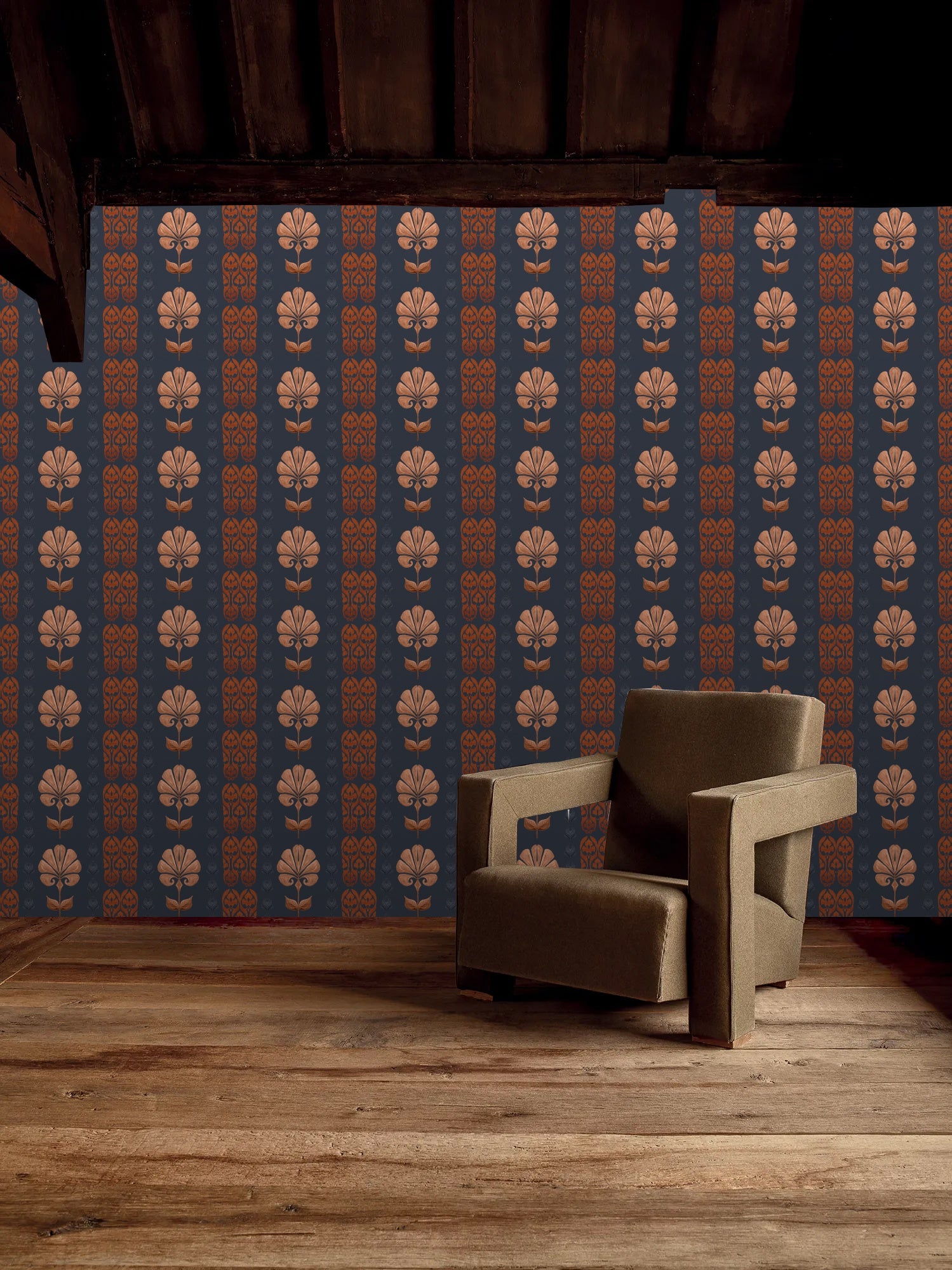 Behang Ikat Flowers