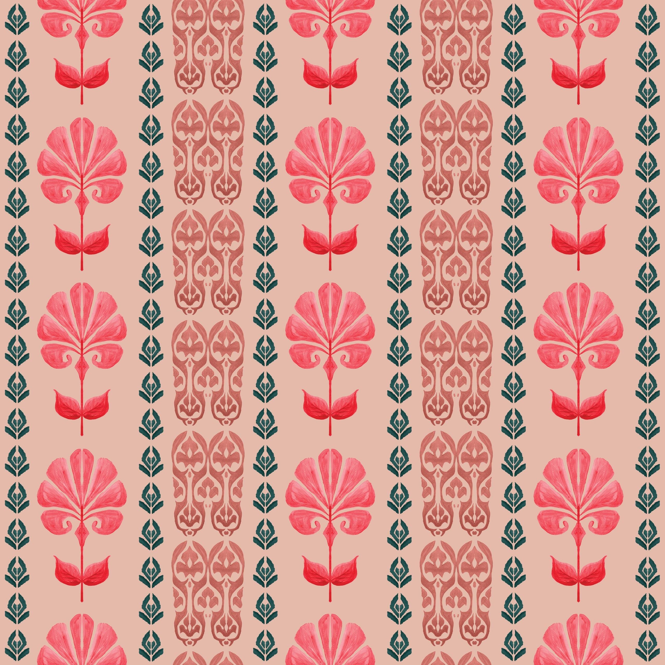 Behang Ikat Flowers