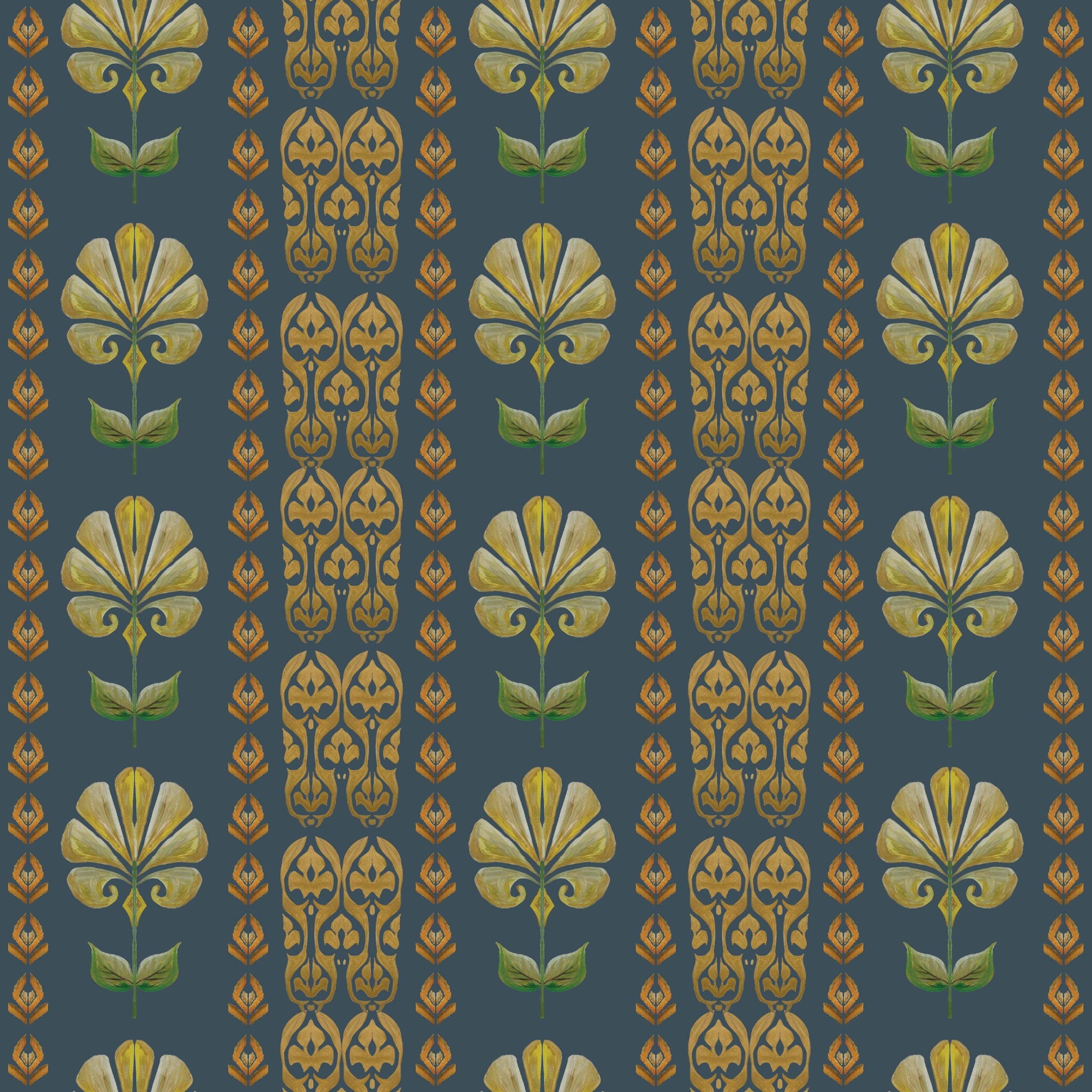 Behang Ikat Flowers