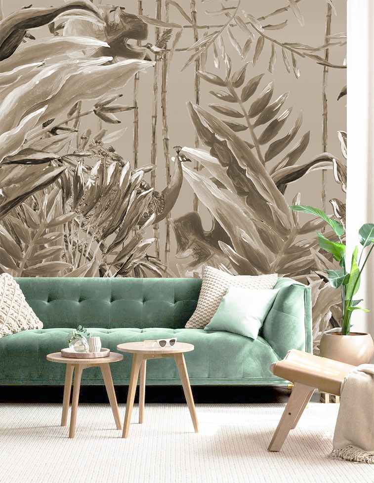 Mural Jungle Bos sepia Jungle Forest