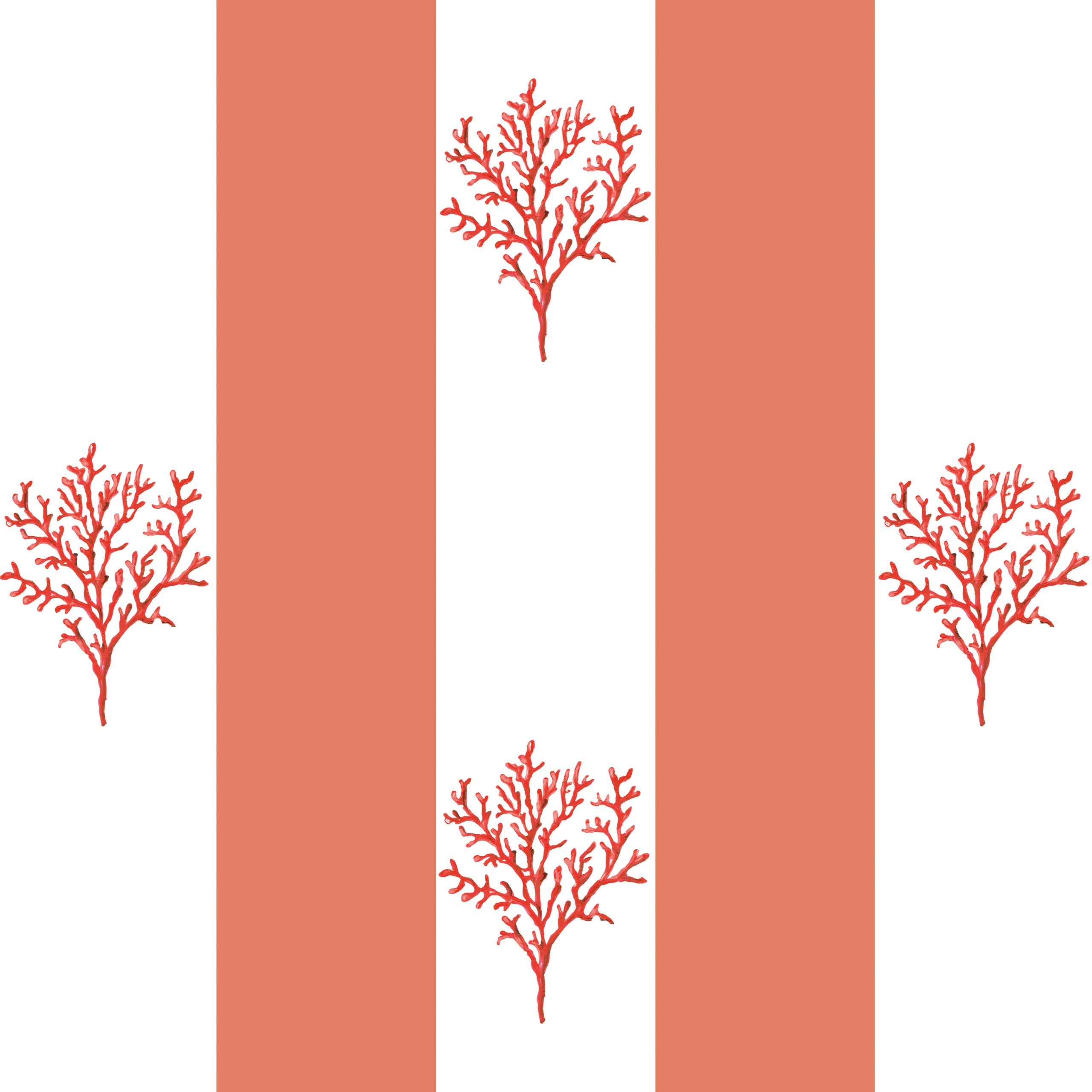 Behang Navy Coral Stripes