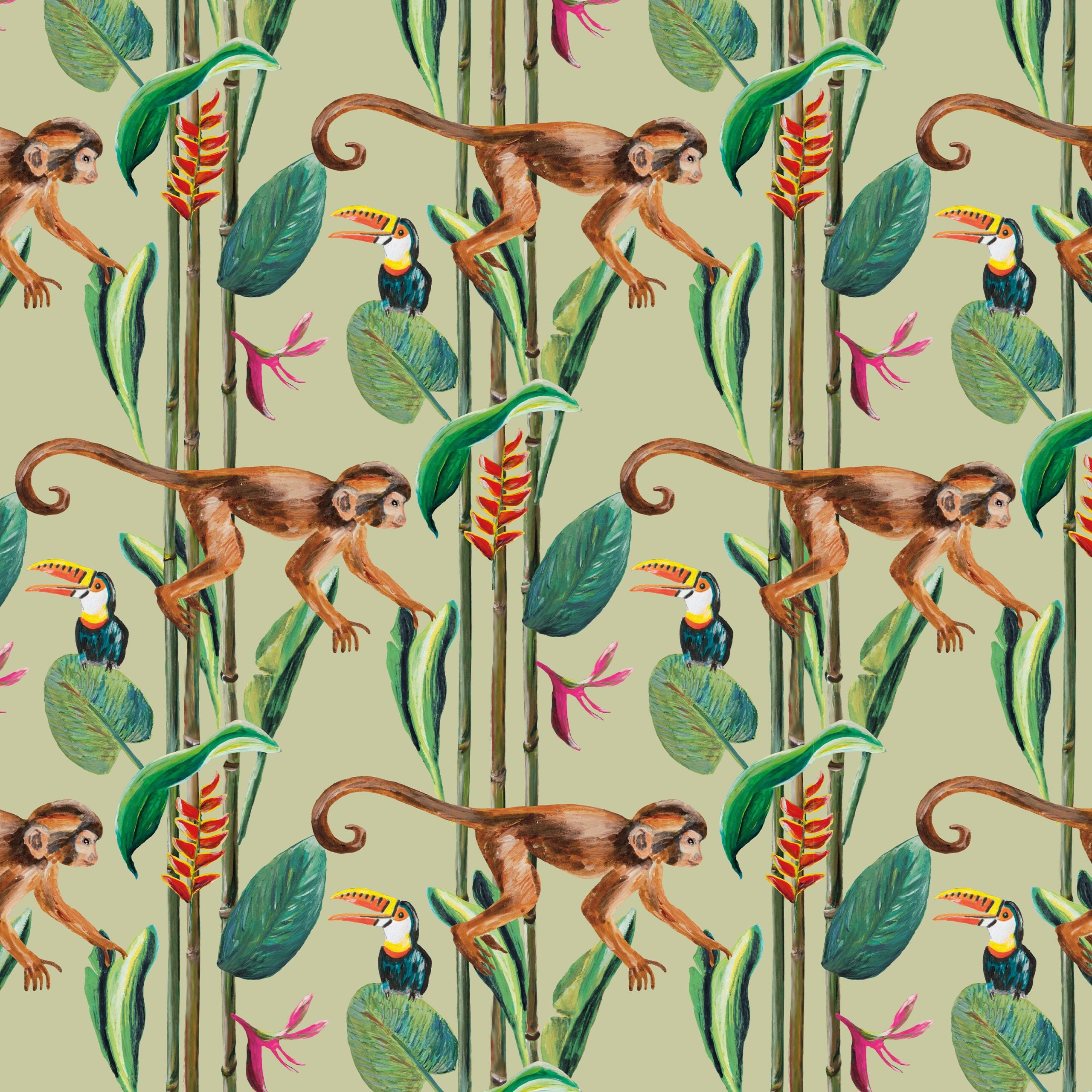 Behang Wild Monkeys
