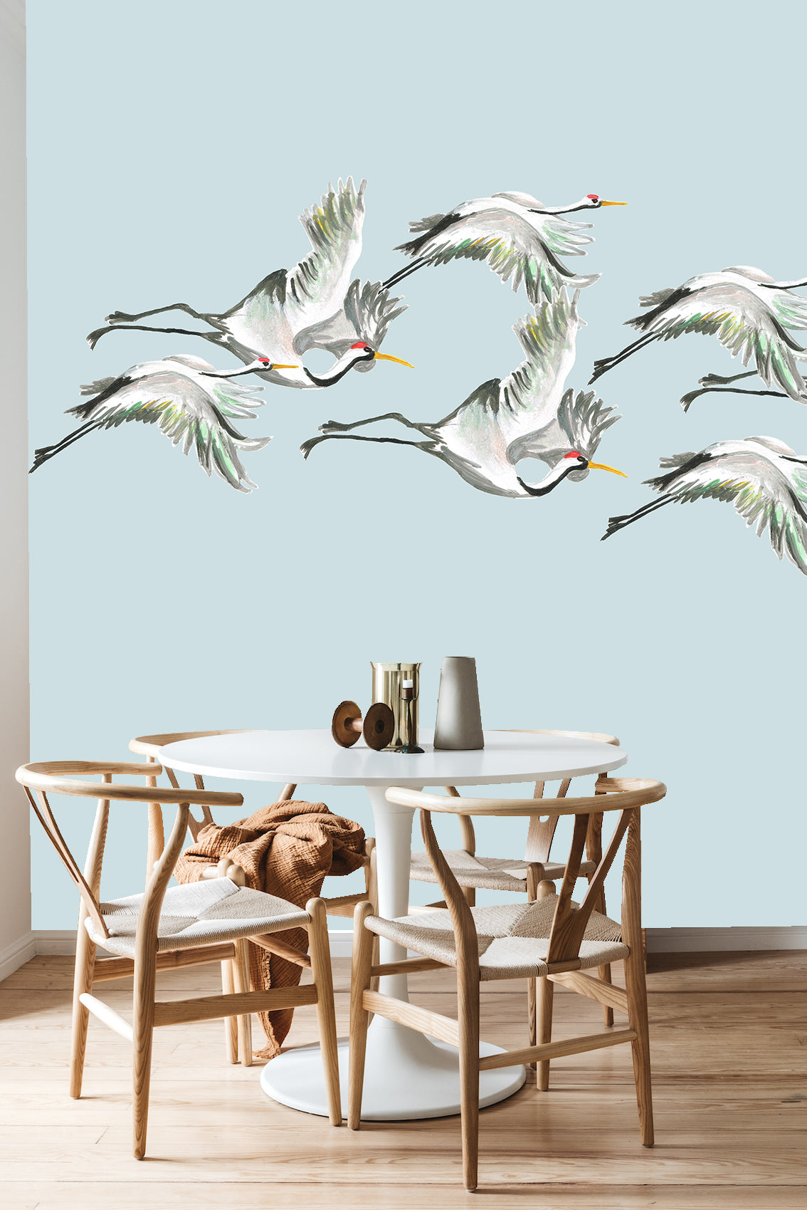 Mural vliegende kraanvogels Flying cranes