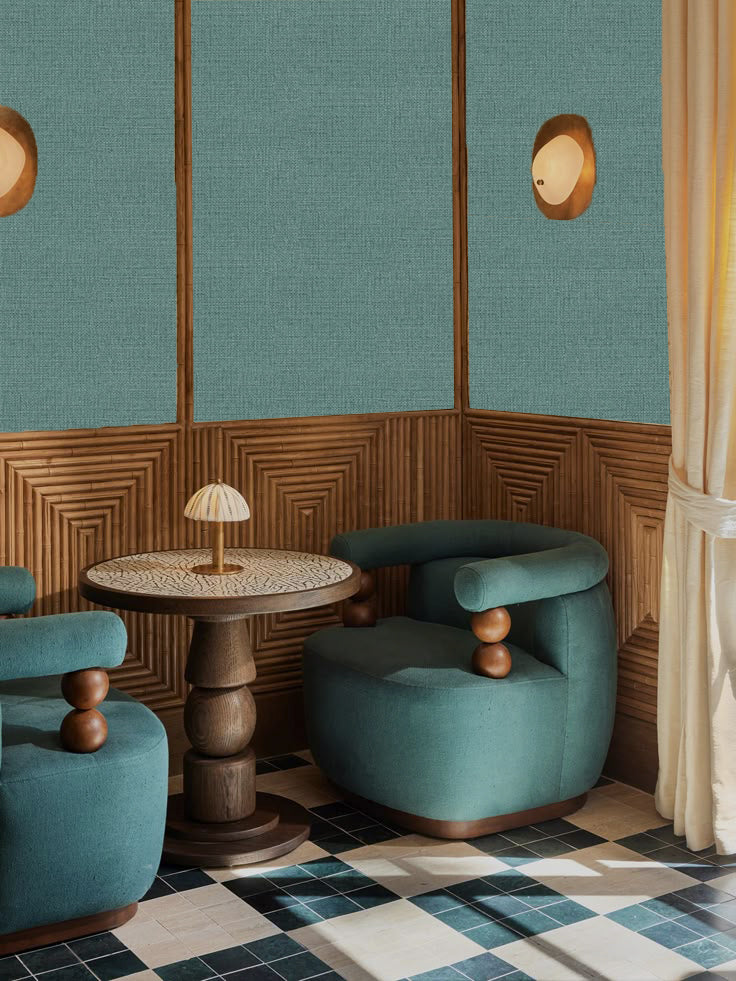 Linnen look behang Pine Green