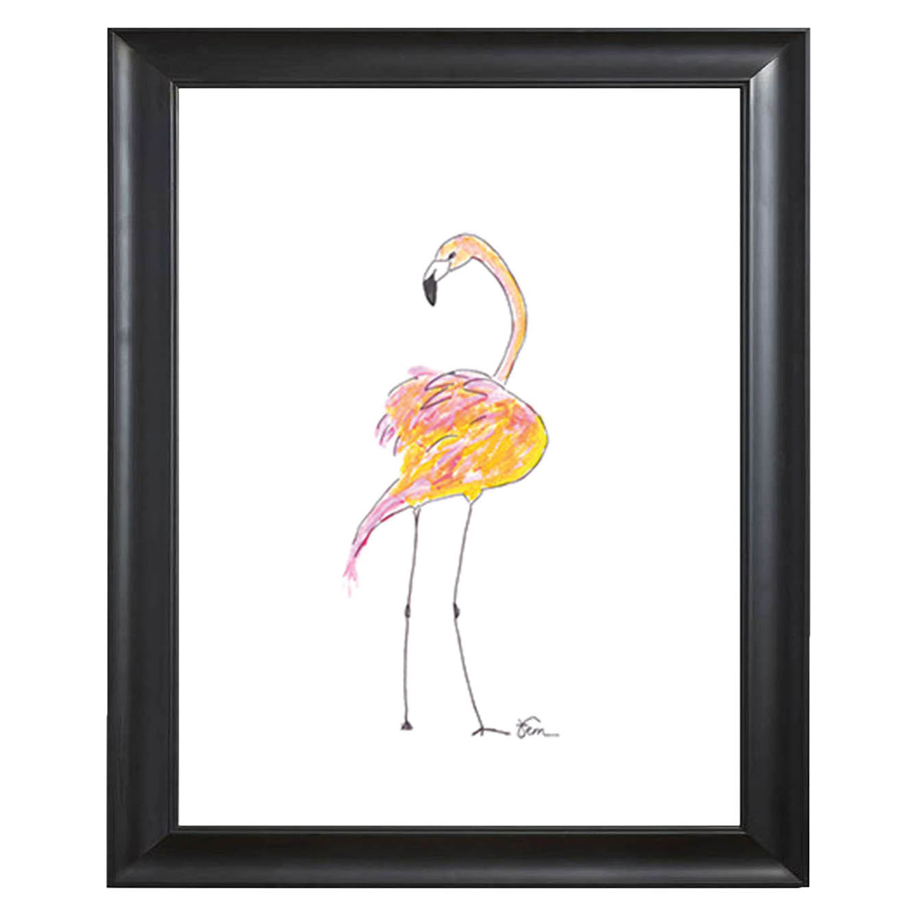 Art print flamingo back