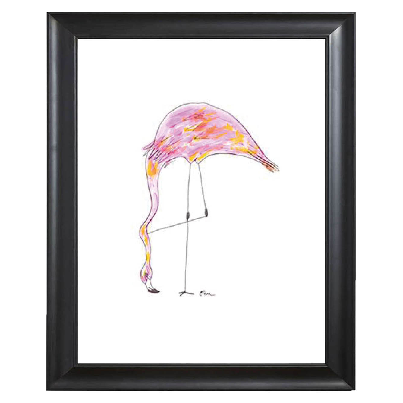 Art print flamingo head down