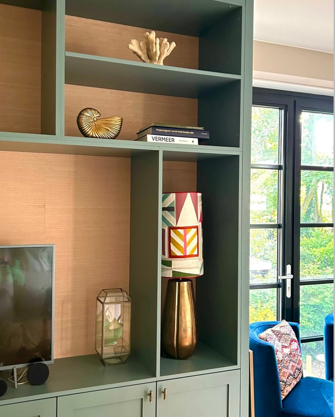 Behang houtfineer beige