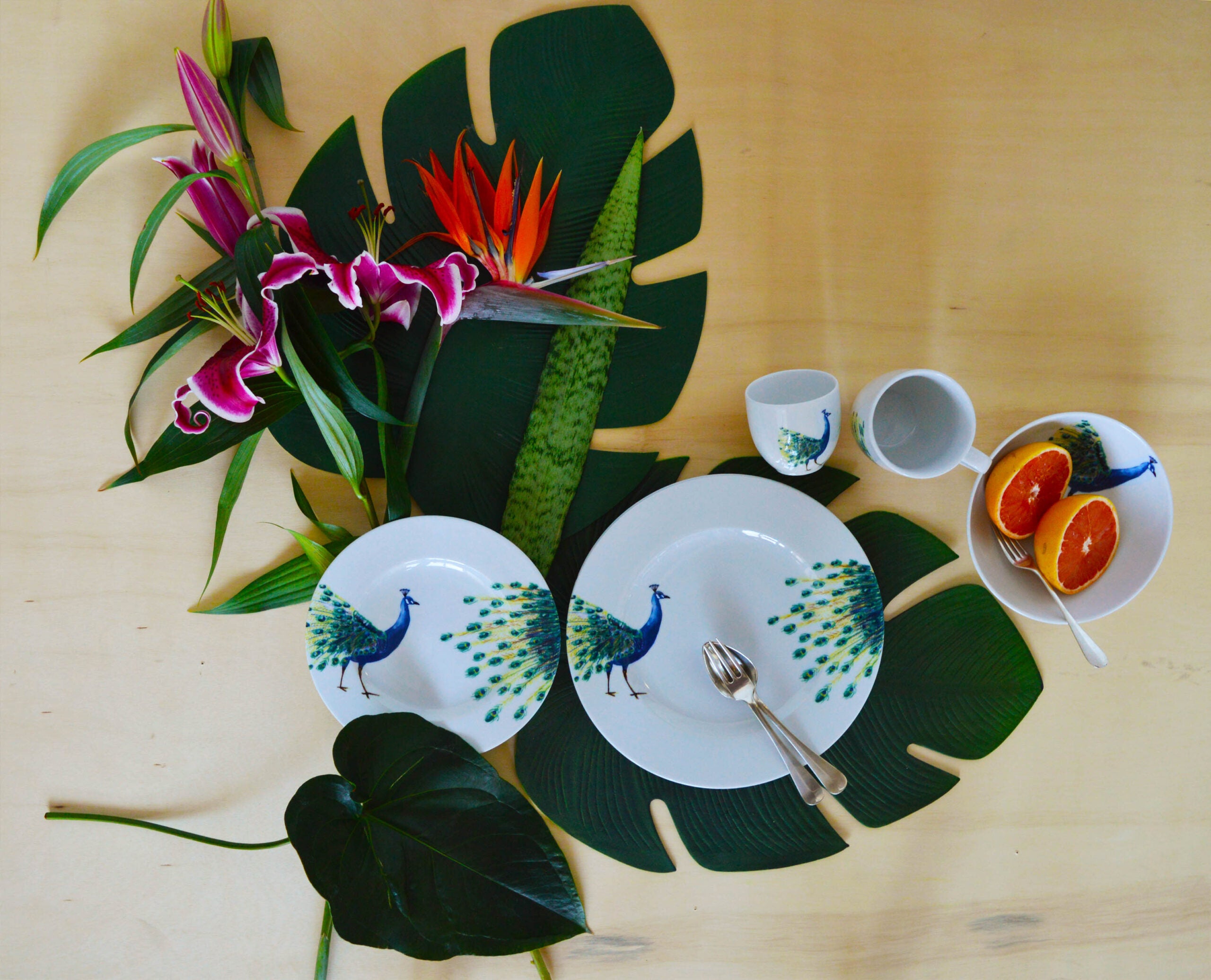 4x Dinner Plate Peacock