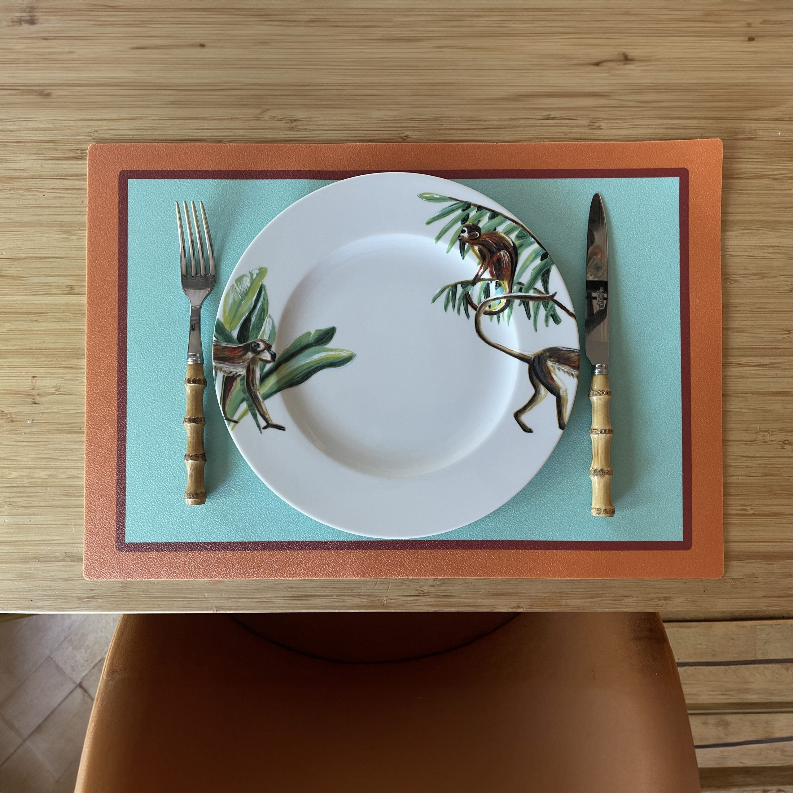 Placemat Koraalrood met Blauw