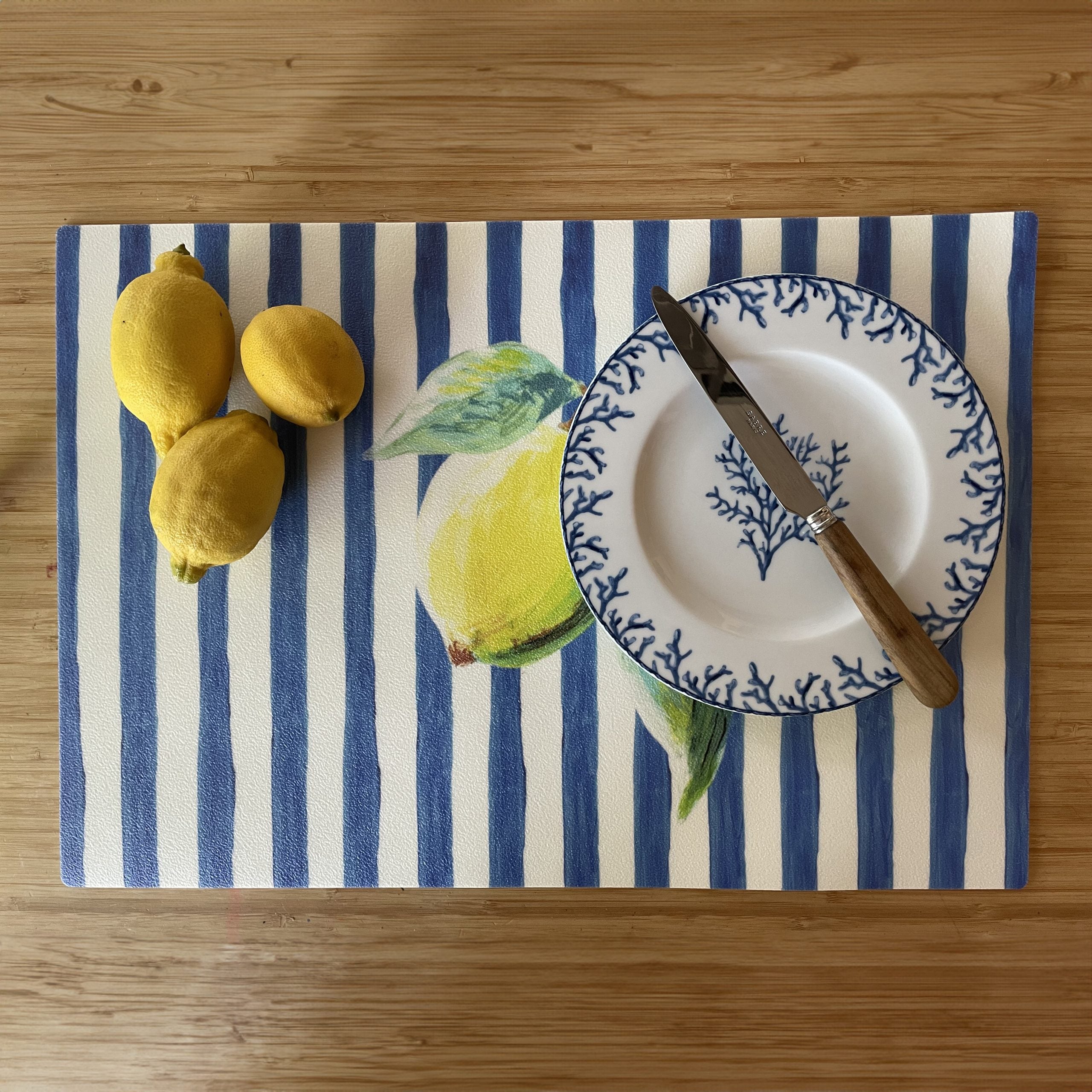 Placemat Strepen Blauw Citroen