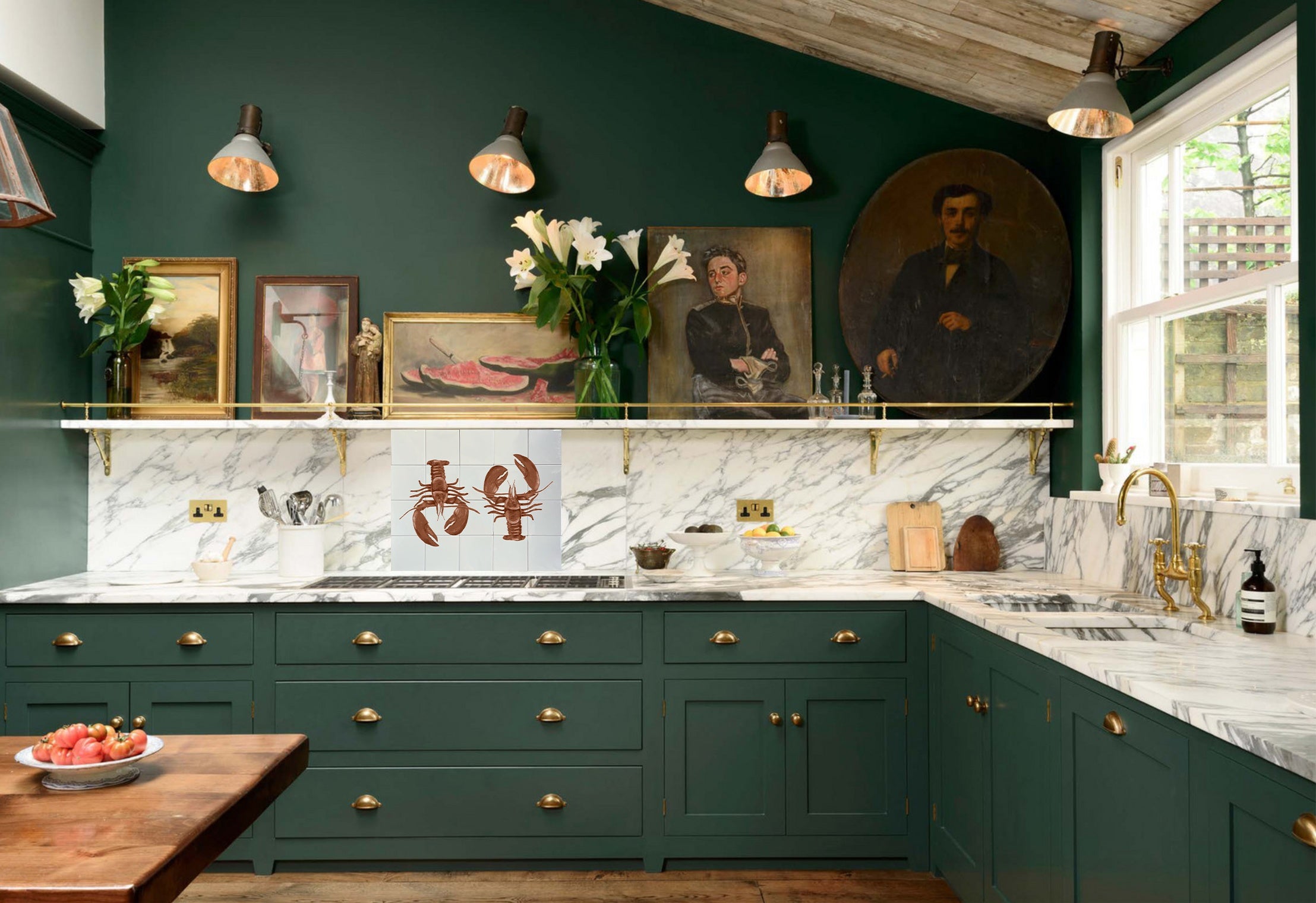 Tegeltableau kreeften cognac