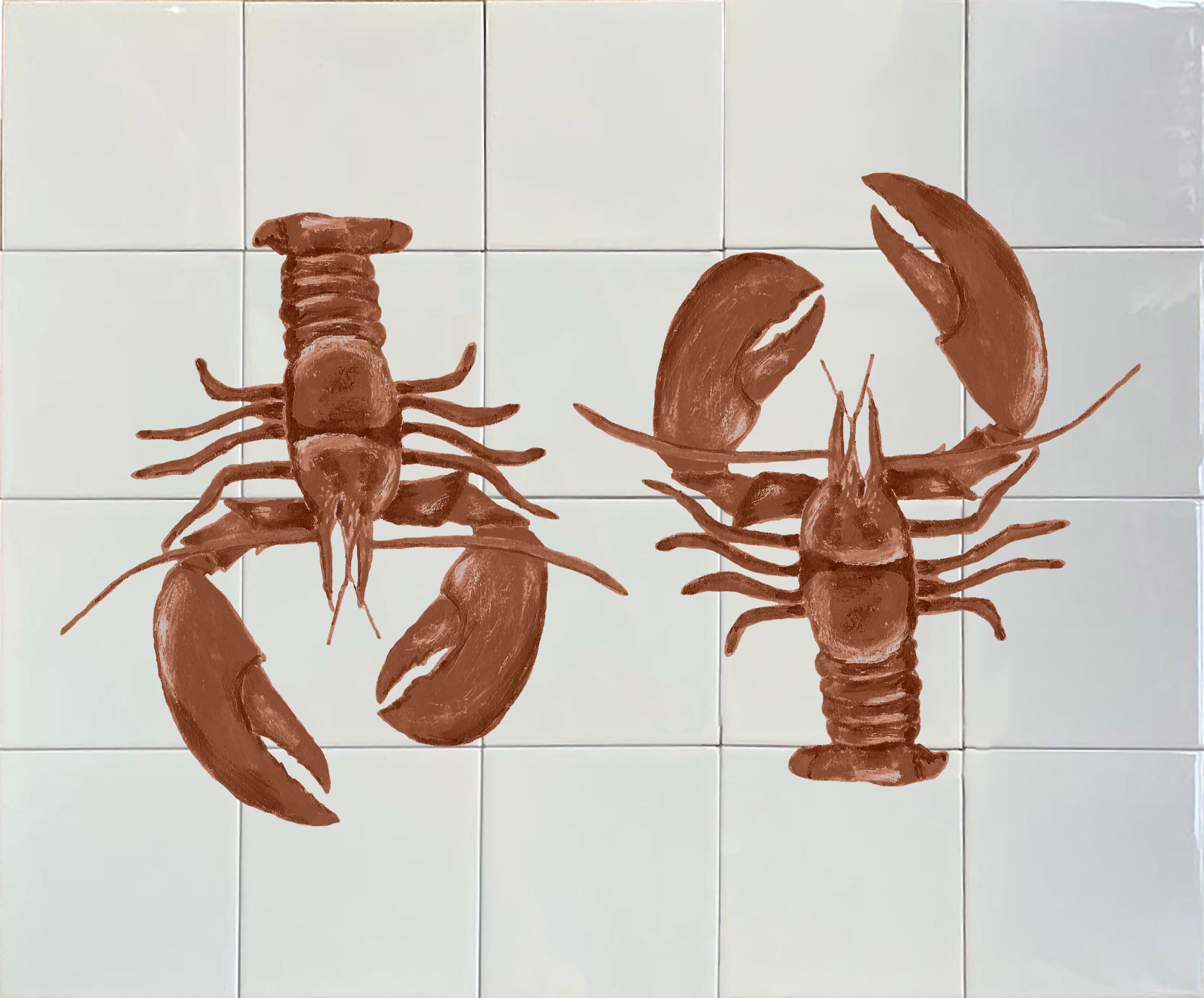 Tegeltableau kreeften cognac