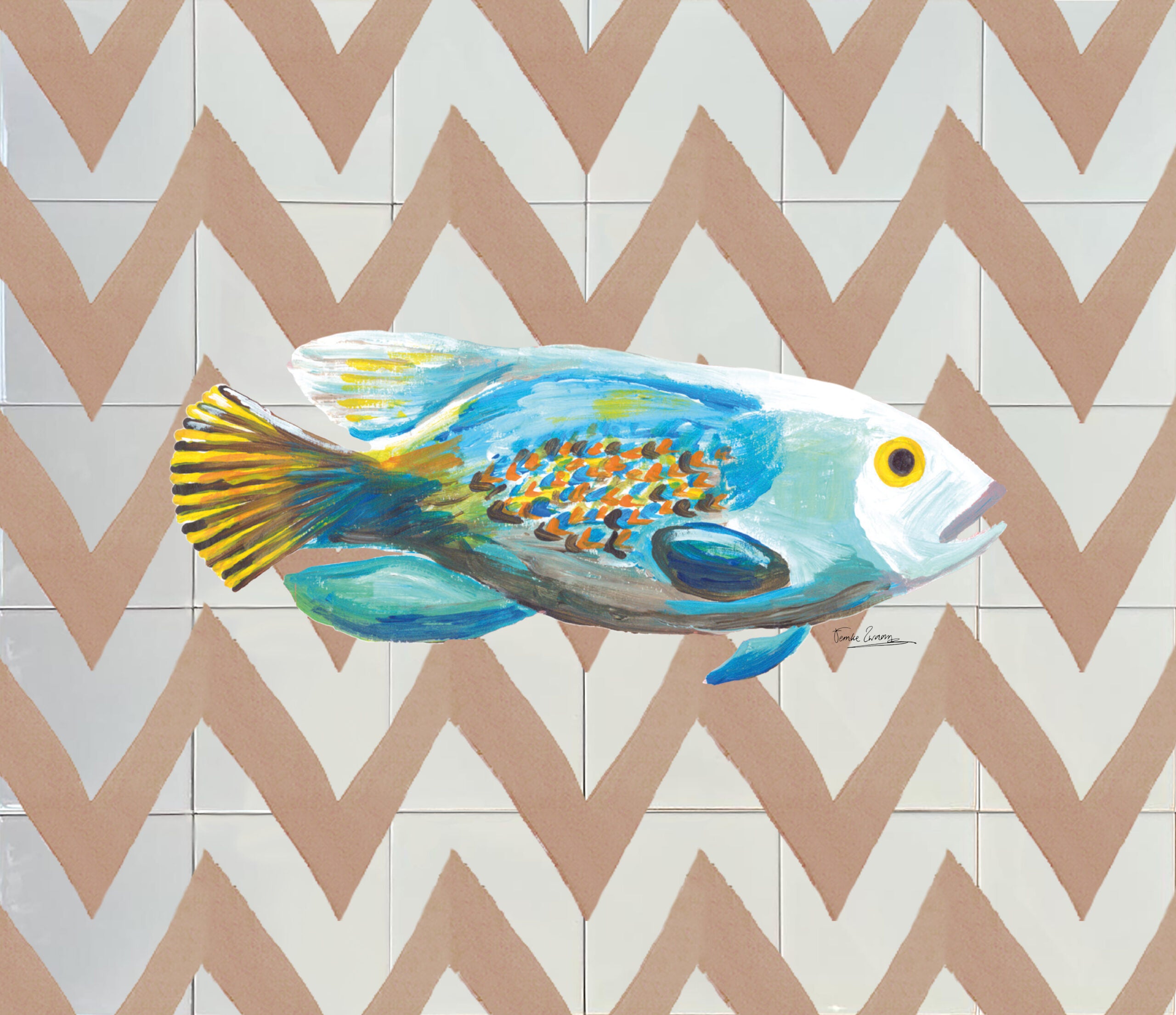 Tegeltableau Ikat Vis