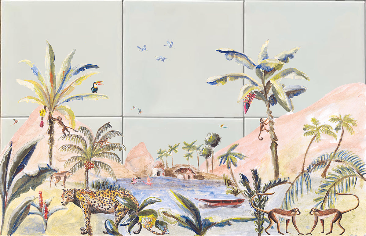Tegeltableau jungle landscape