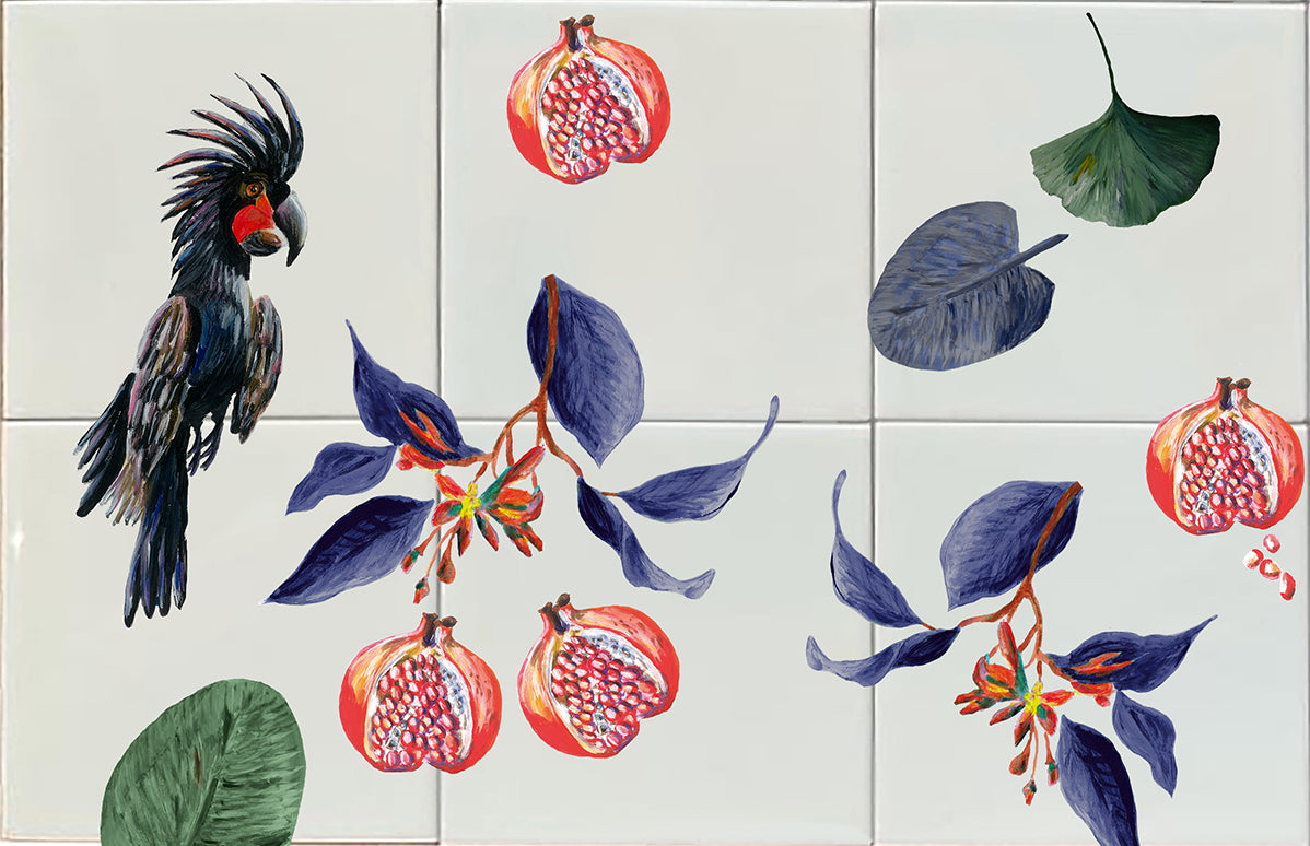 Tegeltableau pomegranates park sfeer