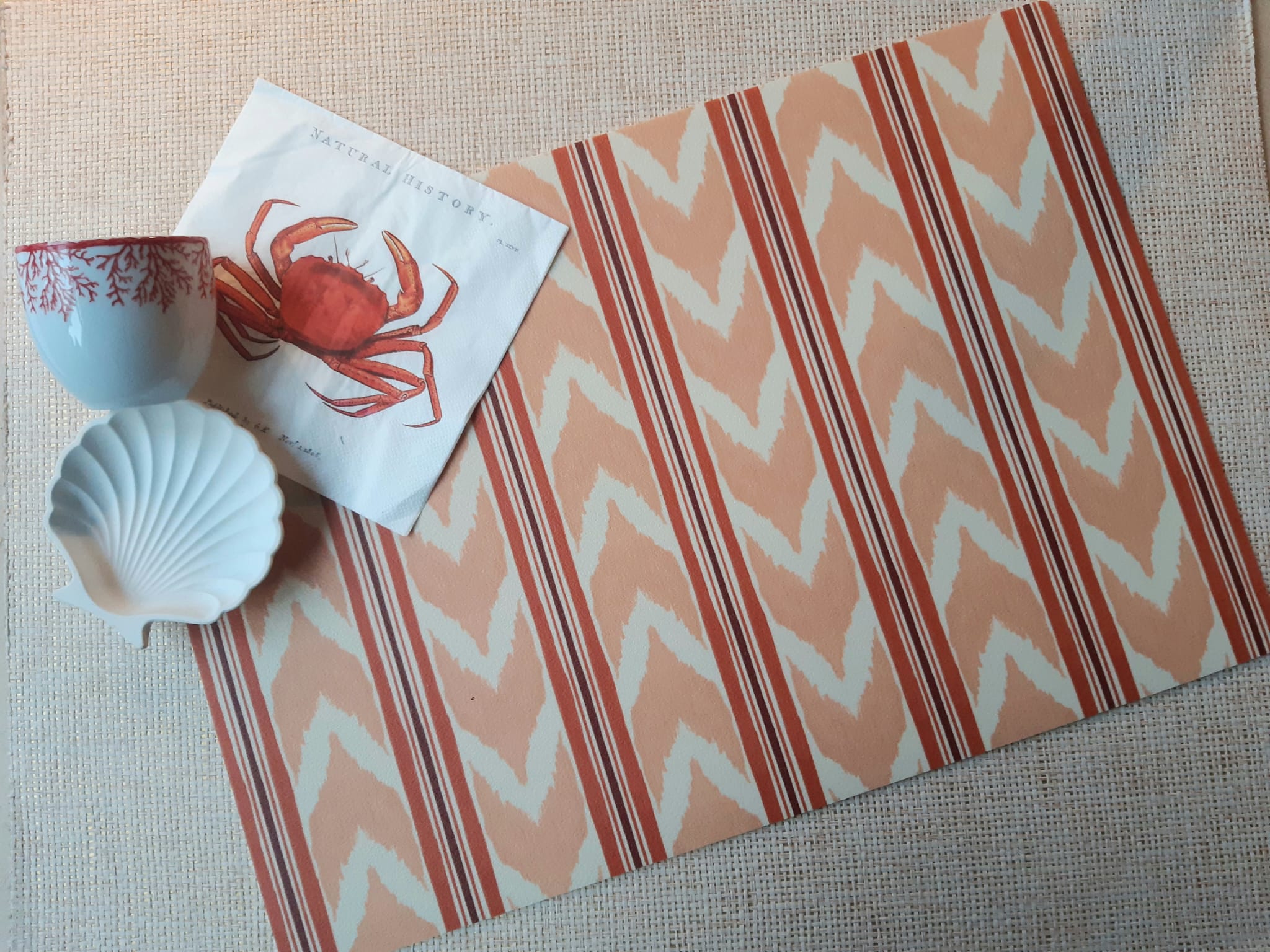 Placemat Edgy Ikat perzik roze