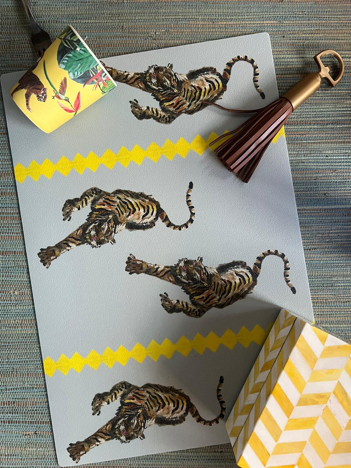 Placemat Tiger Panthera blauw