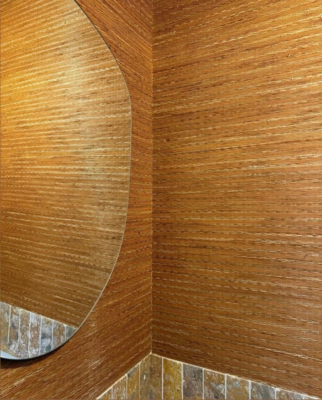 Bamboe behang warm oranje