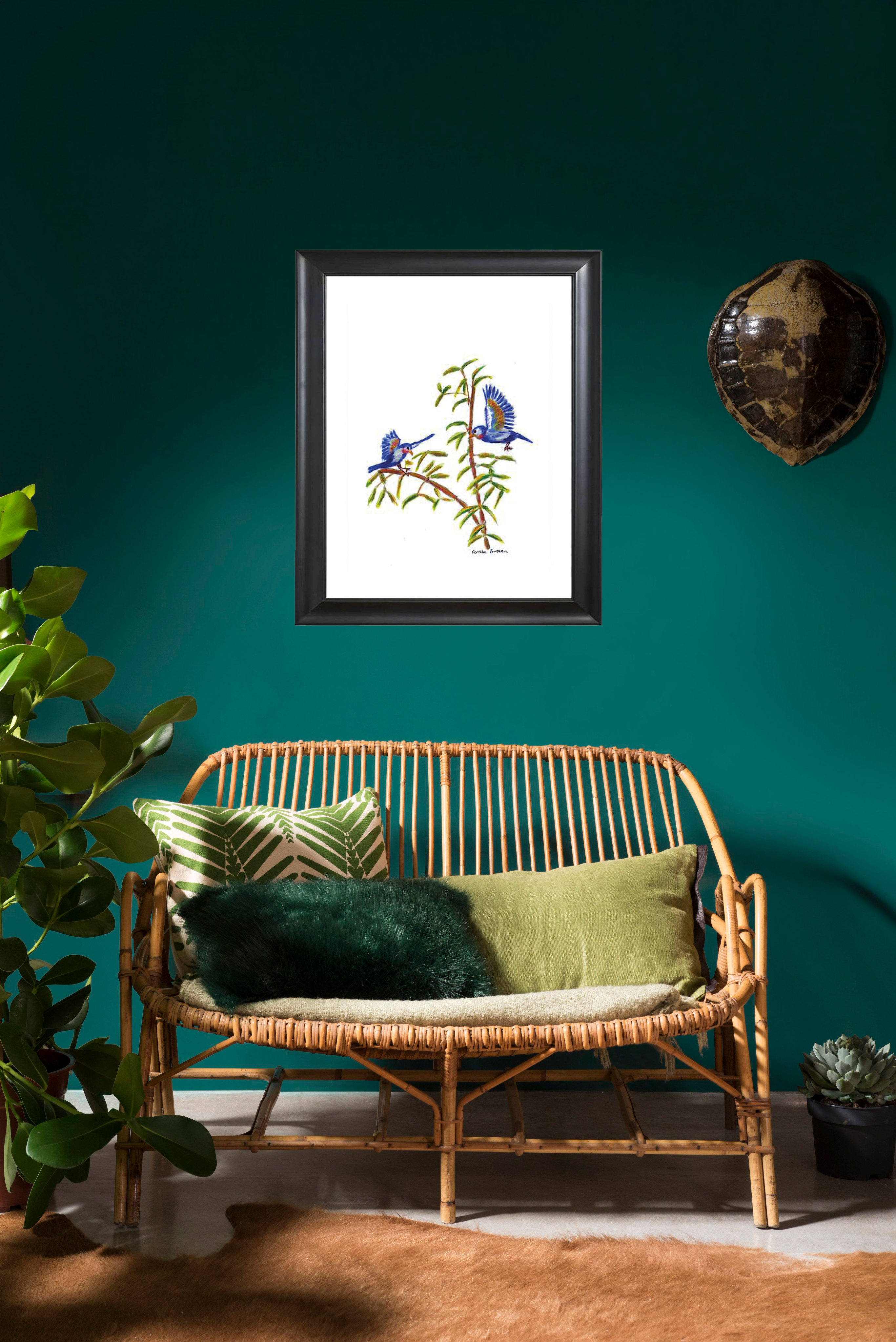 Art print blue birds