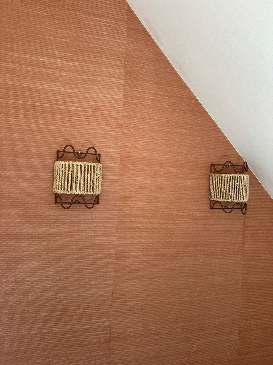 Behang houtfineer terracotta
