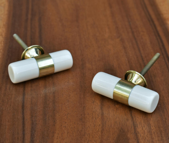 Deurknopje off white messing
