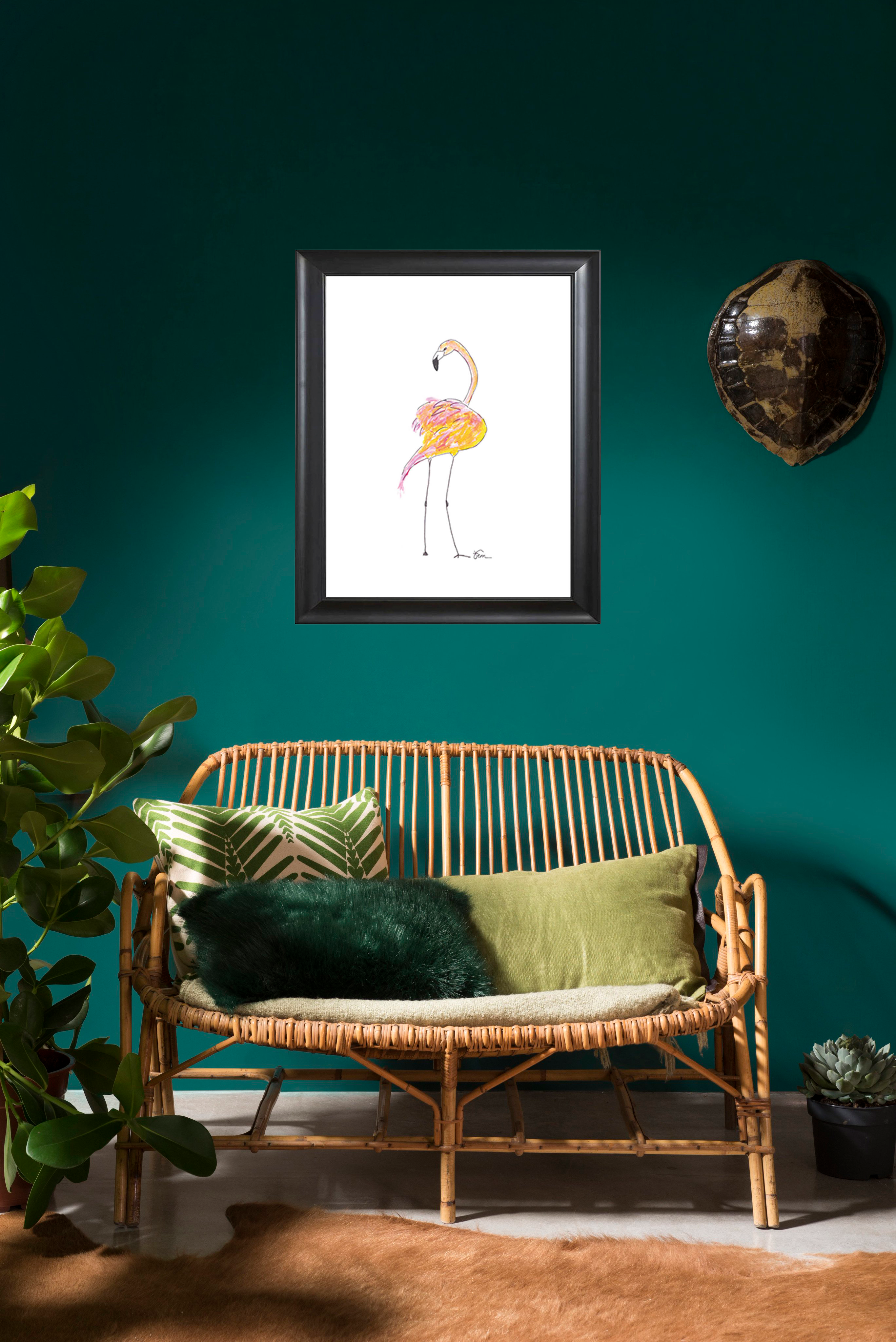 Art print flamingo back