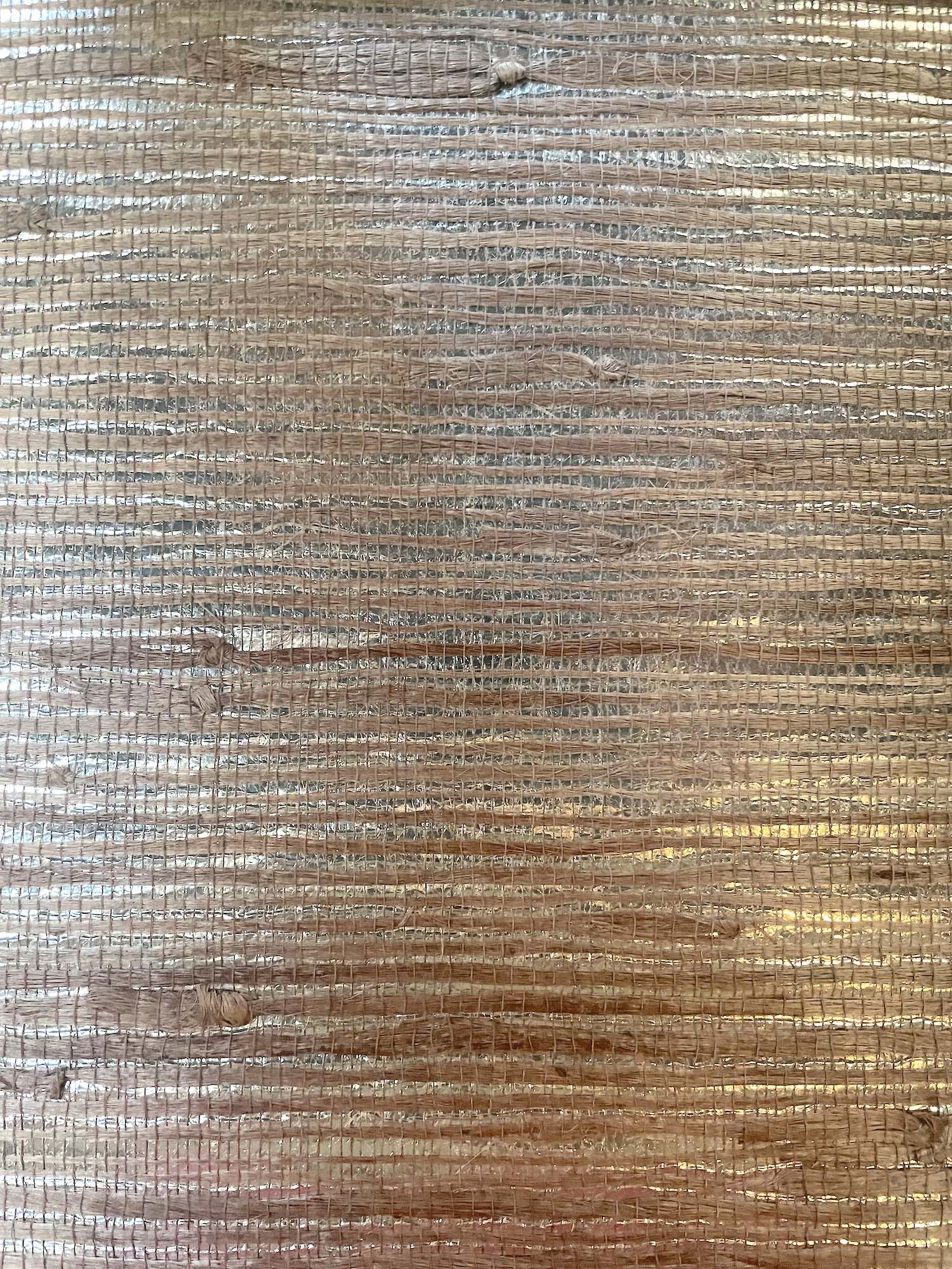Behang jute taupe zilver metallic