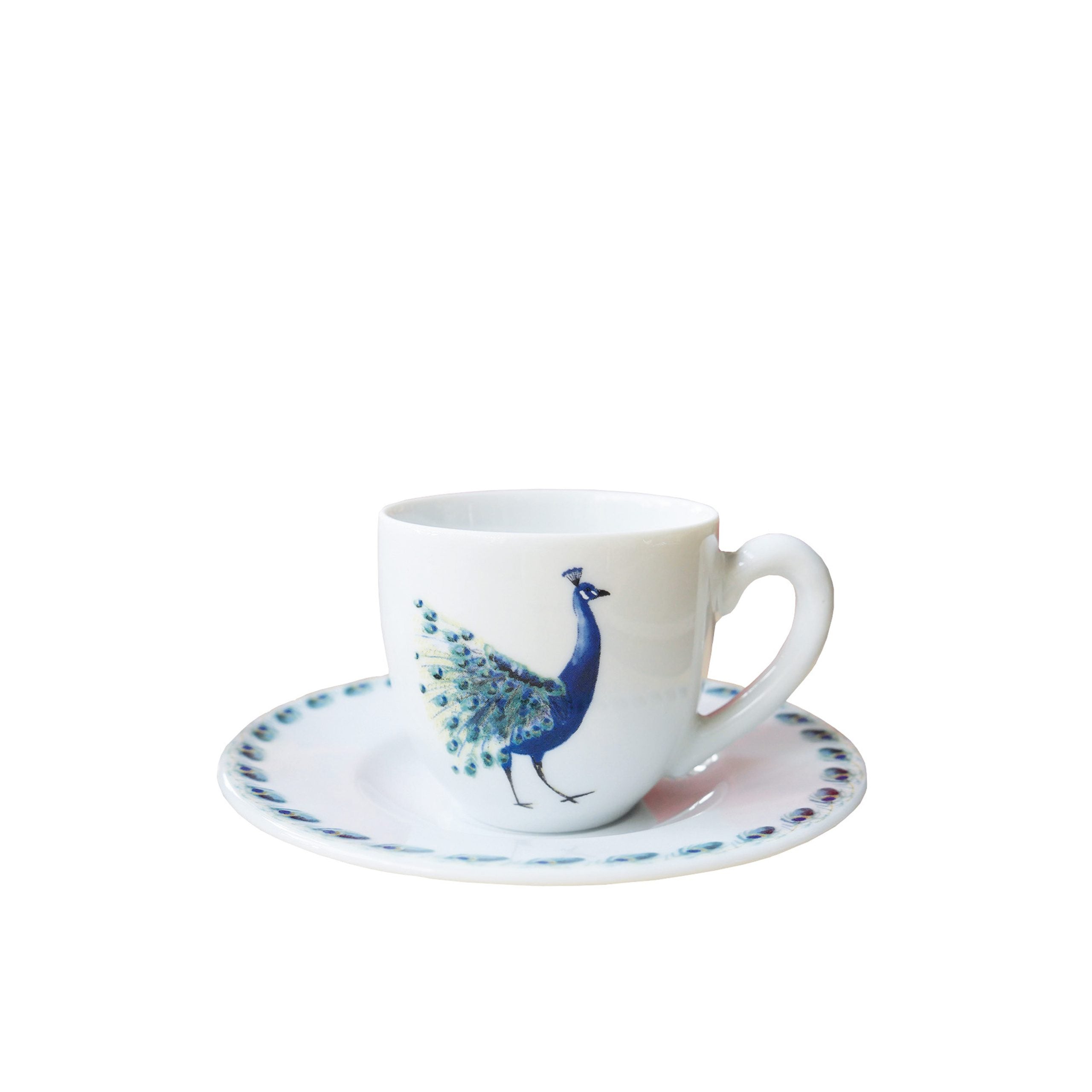 4 x Espressokopjes pauw Birds of Paradise