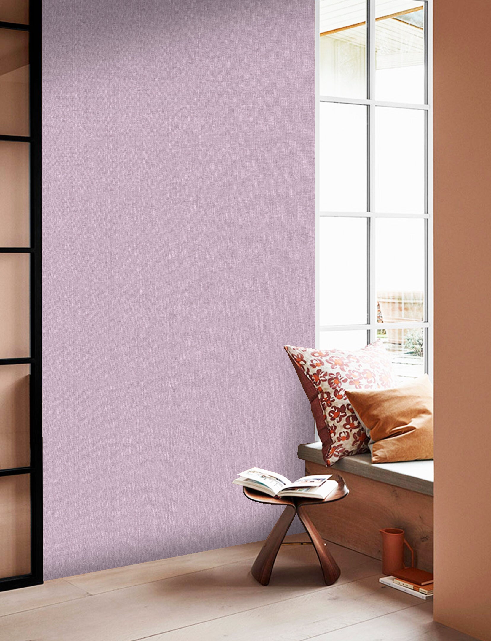 linnen look behang Pink Lavender