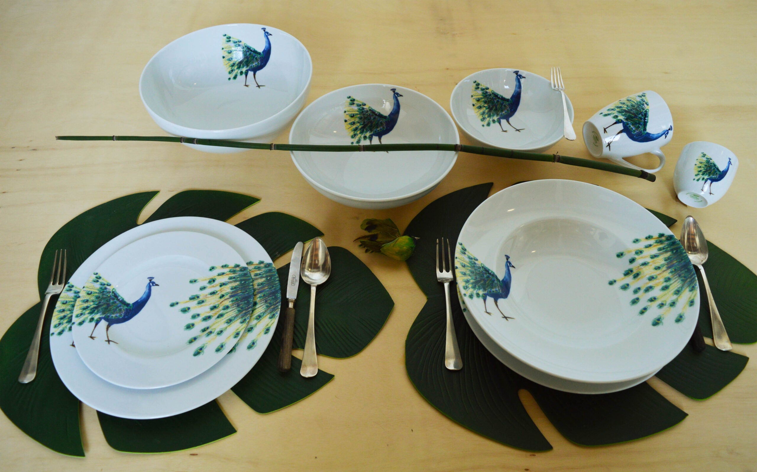 4 x Espressokopjes pauw Birds of Paradise
