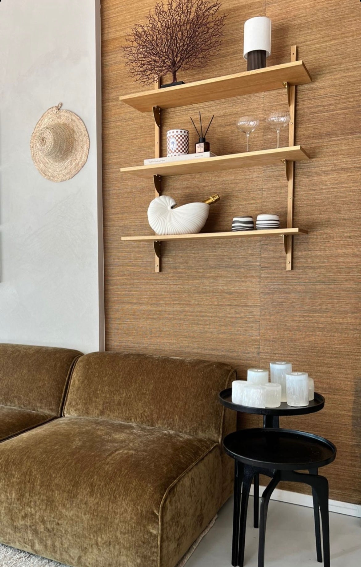 Behang Sisal goudbruin