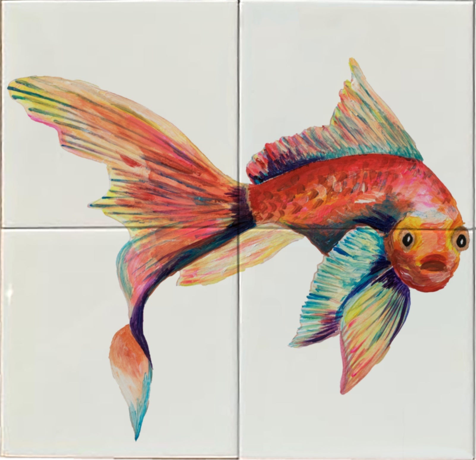 Tegeltableau Funky Fish Klein